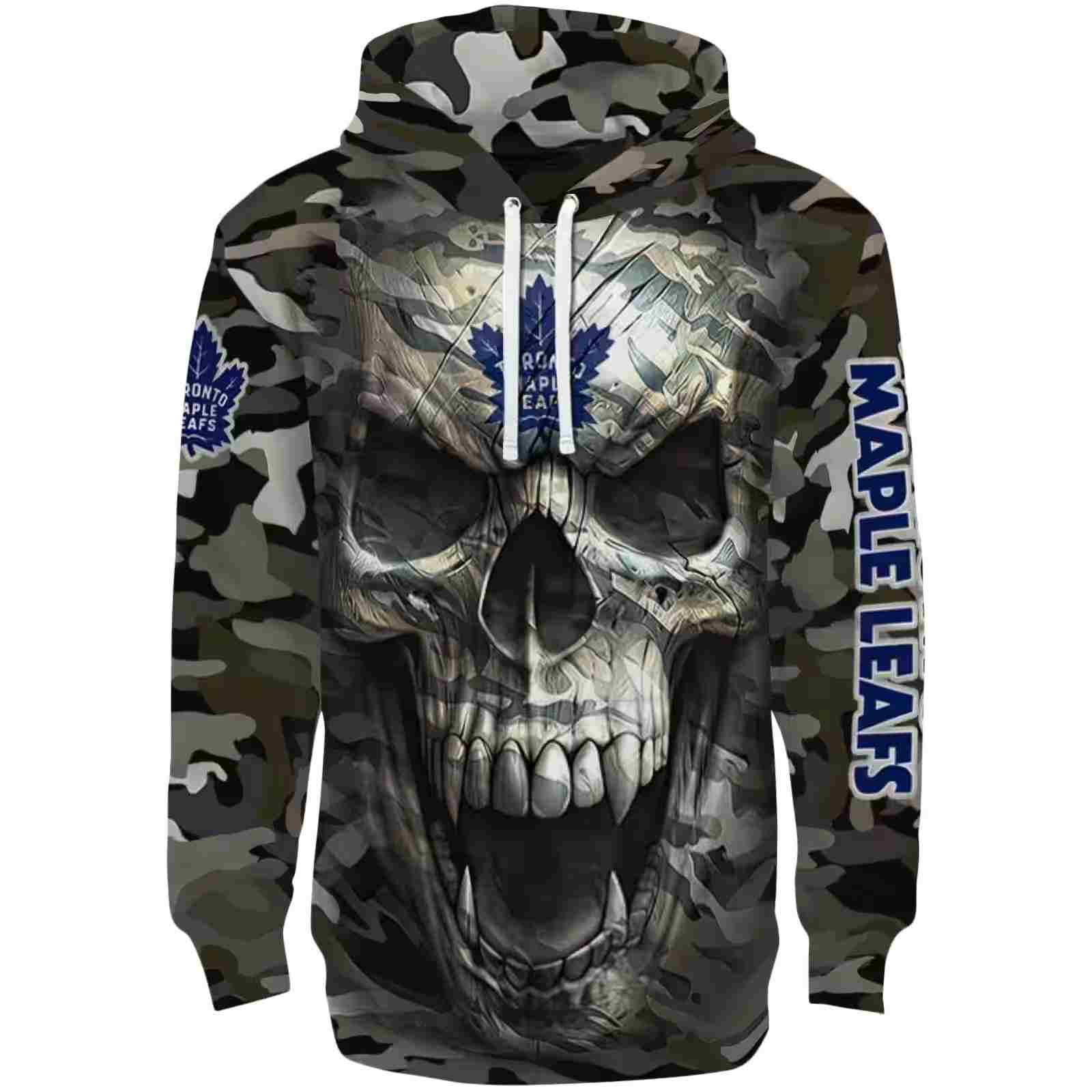 Custom Toronto Maple Leafs Camo Skull Hoodie