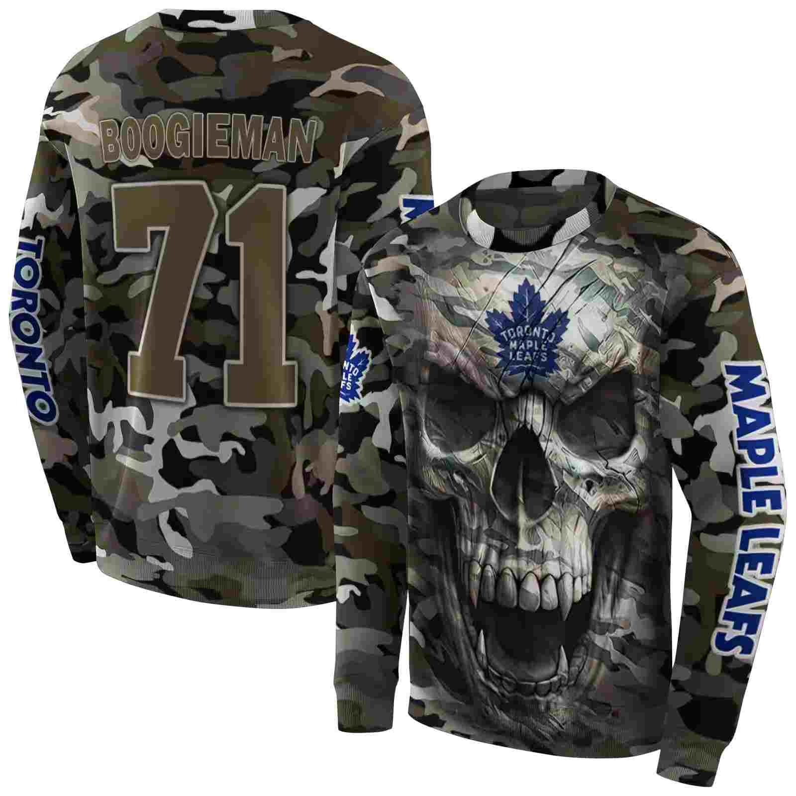 custom toronto maple leafs camo skull hoodie premium grade