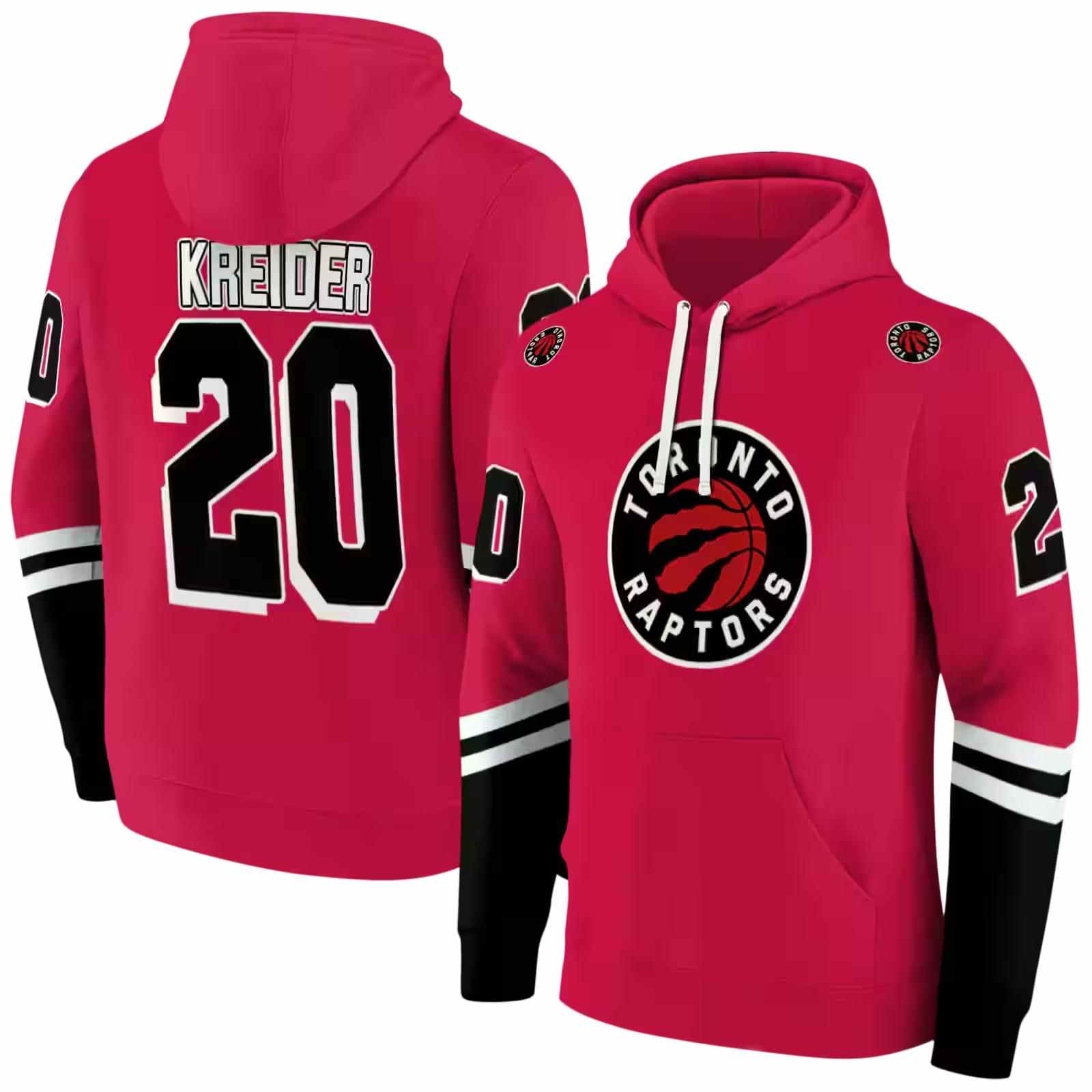 custom toronto raptors striped sleeves red hoodie fashion forward