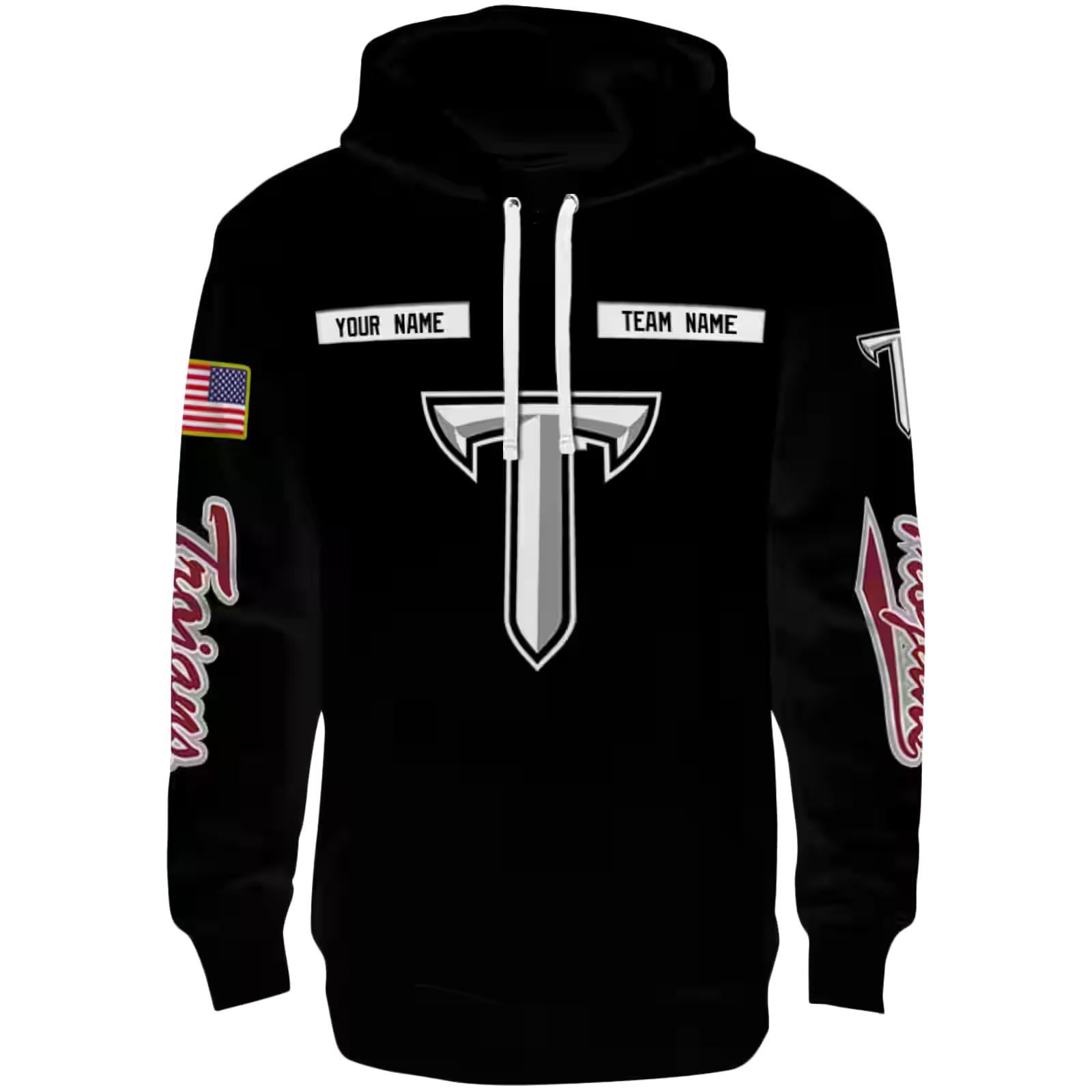 Custom Troy Trojans Punisher Skull Black Hoodie
