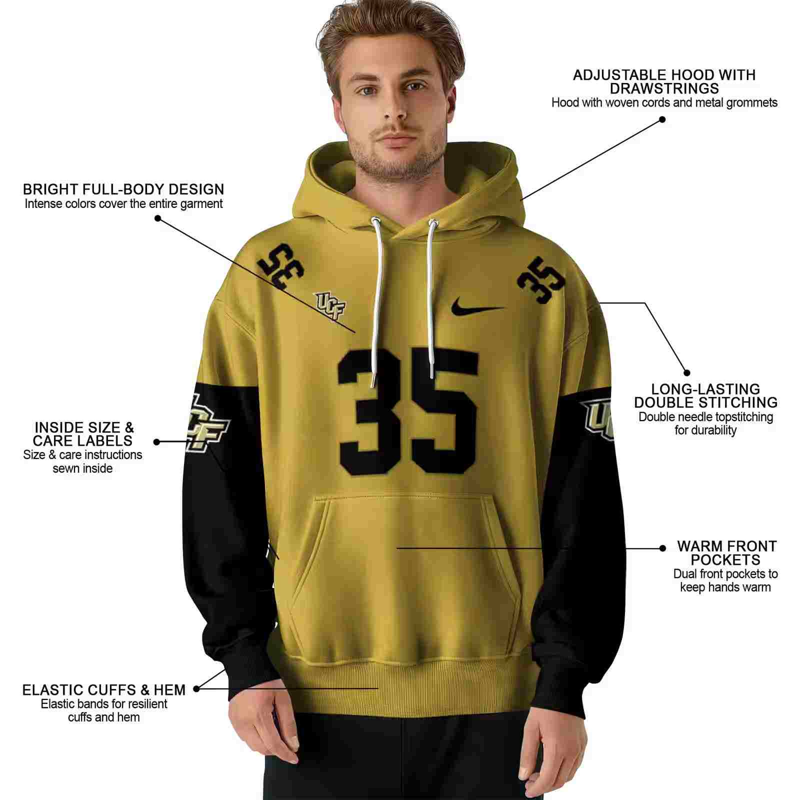 custom ucf knights minimal design gold hoodie latest model