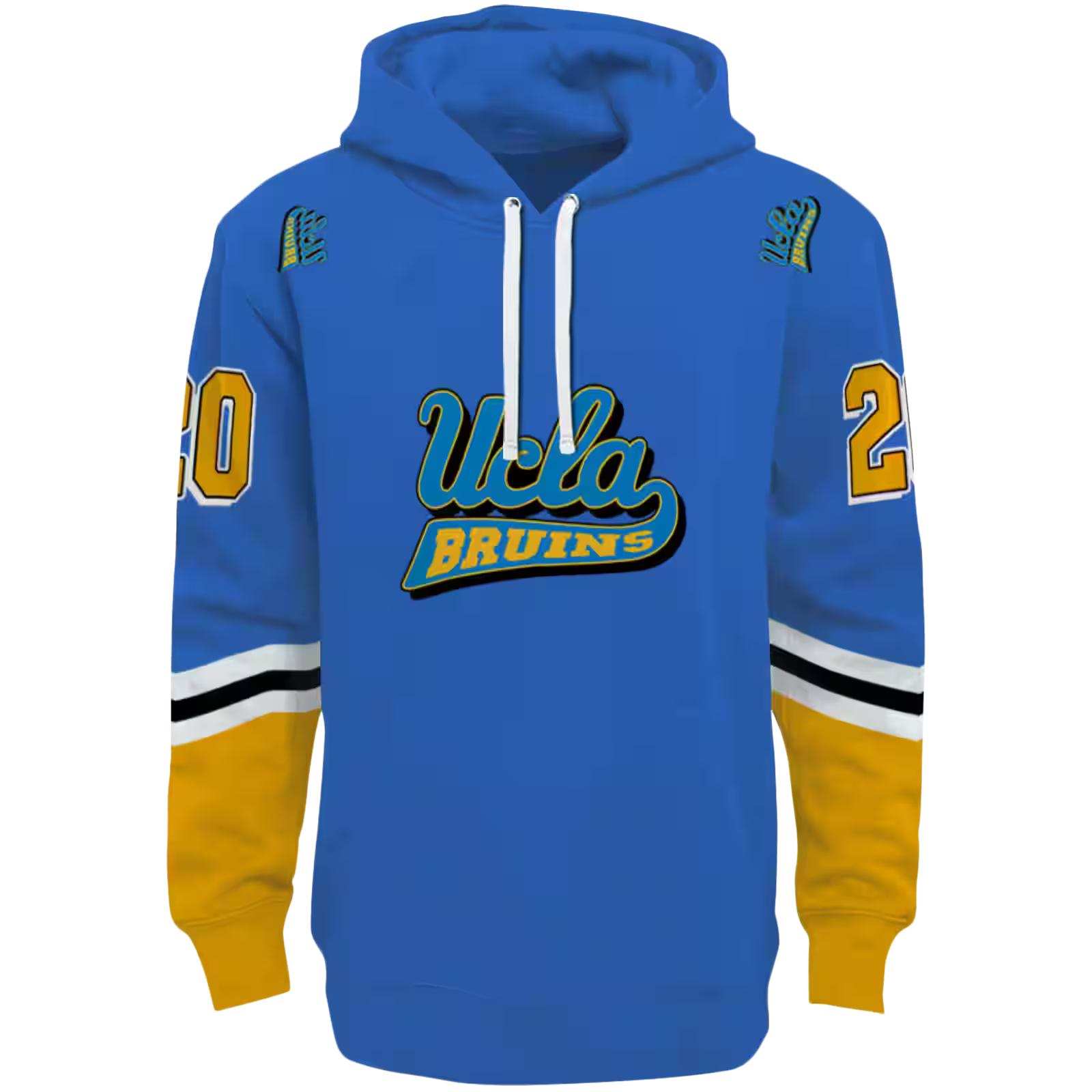 Custom UCLA Bruins Striped Sleeves Blue Hoodie