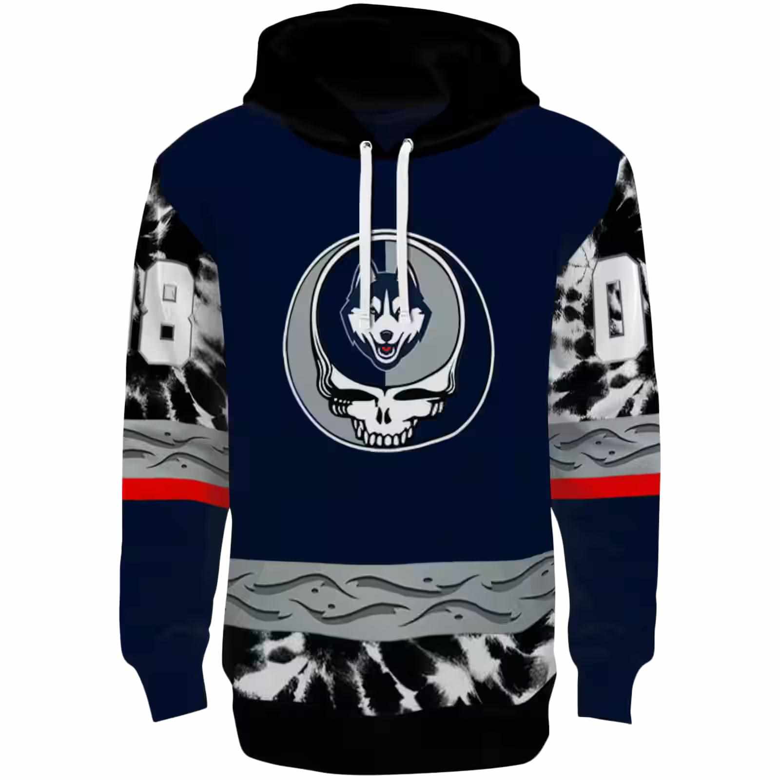 Custom UConn Huskies Grateful Vibes Blue Hoodie