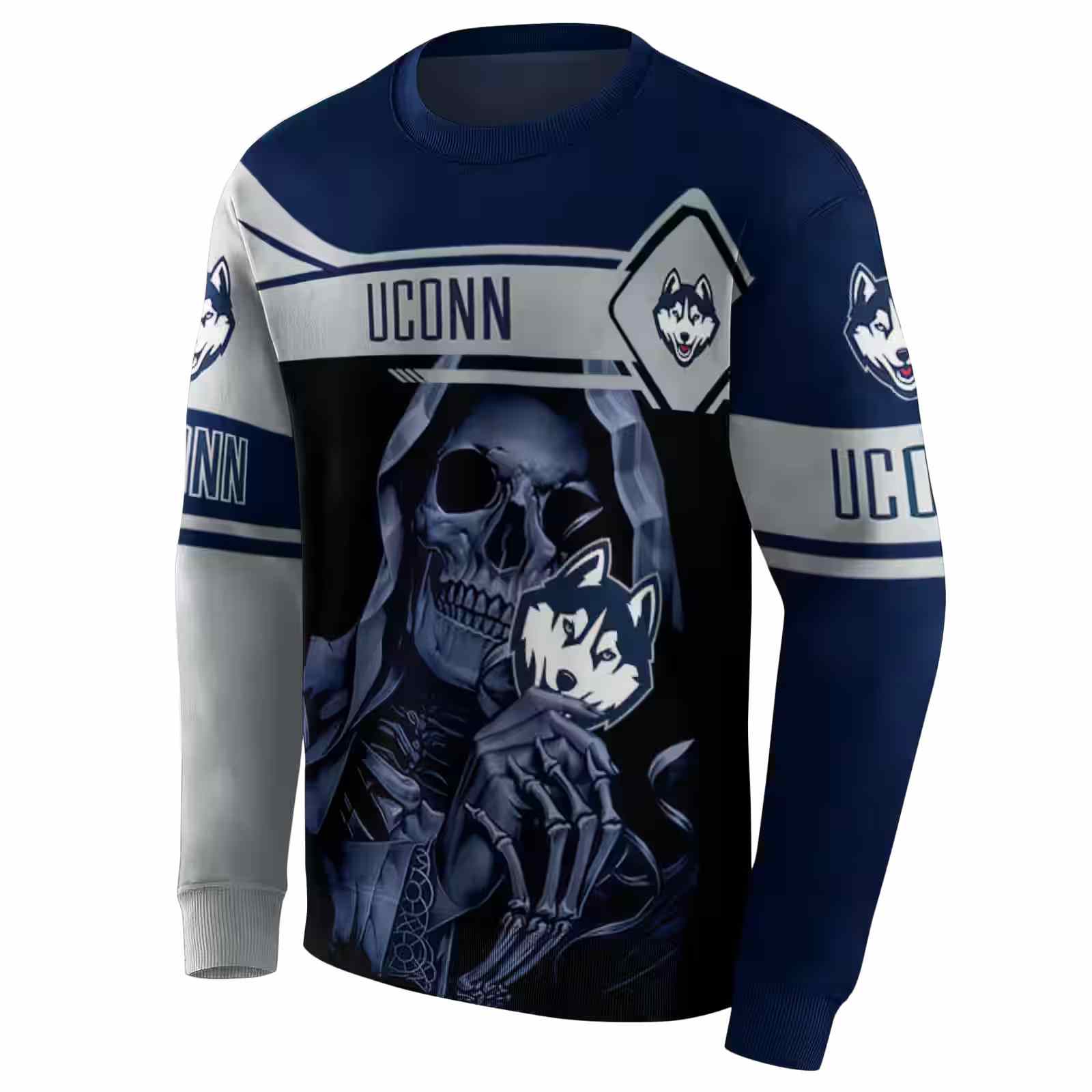 custom uconn huskies grim reaper blue black hoodie new arrival