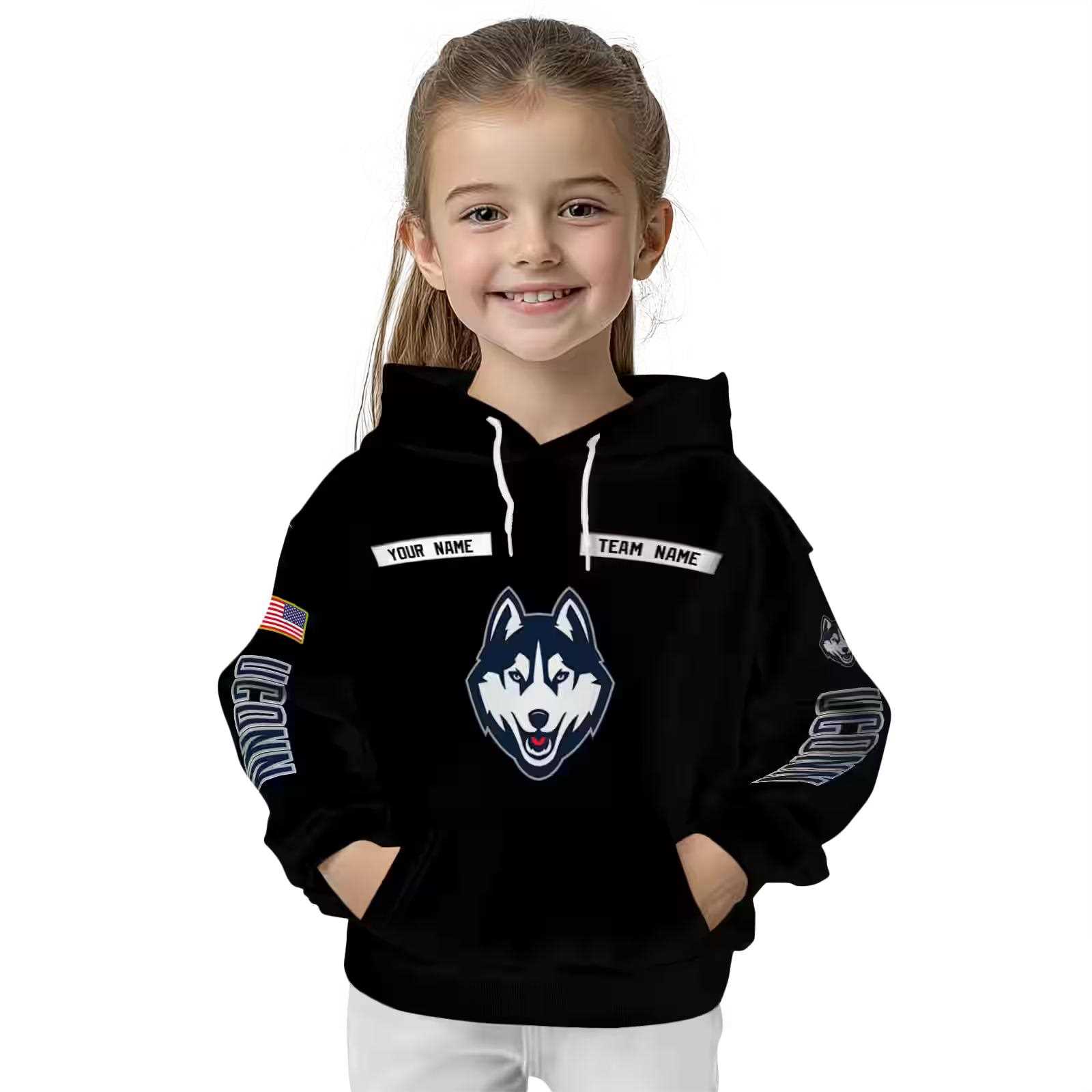 custom uconn huskies punisher skull black hoodie top rated