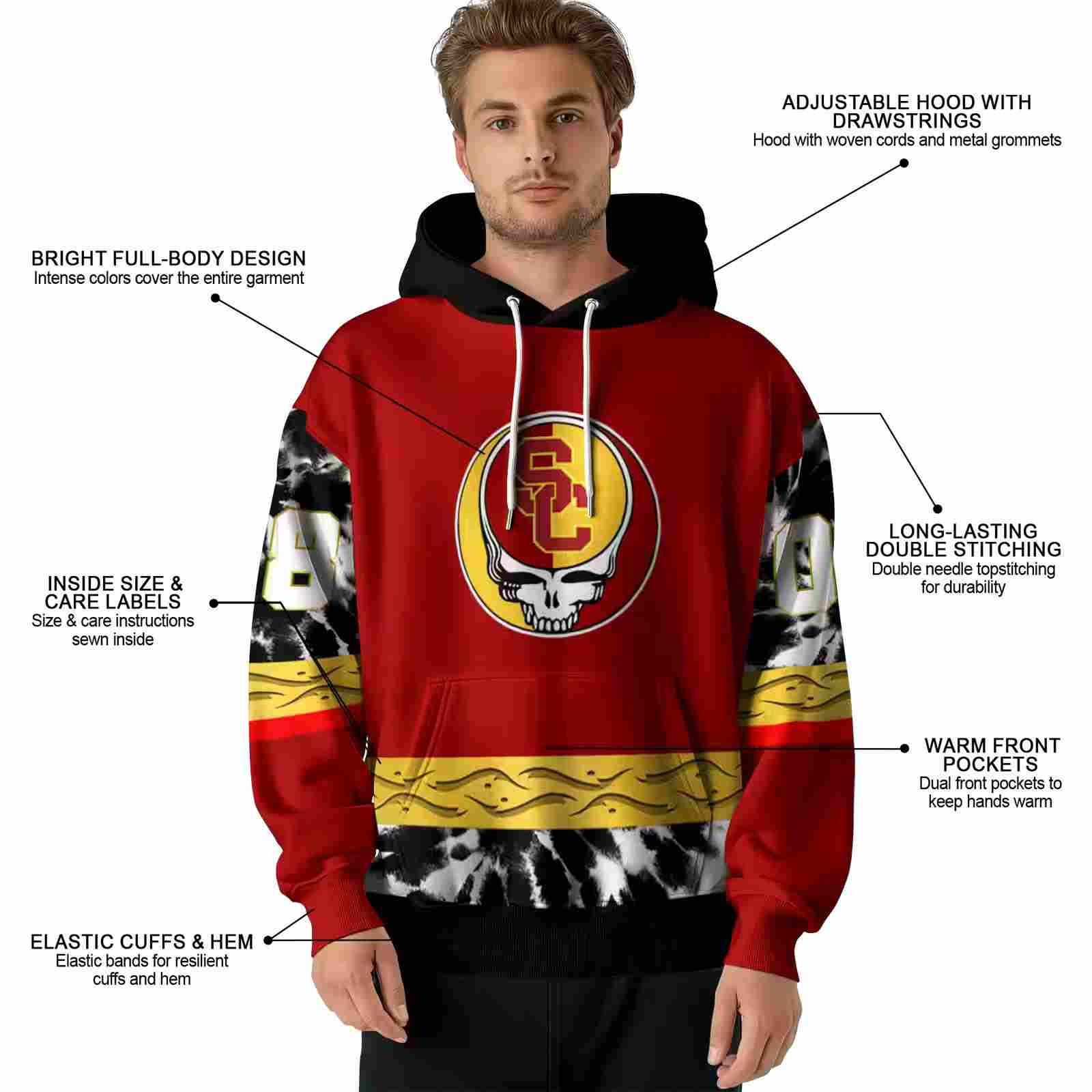 custom usc trojans grateful vibes red hoodie latest model