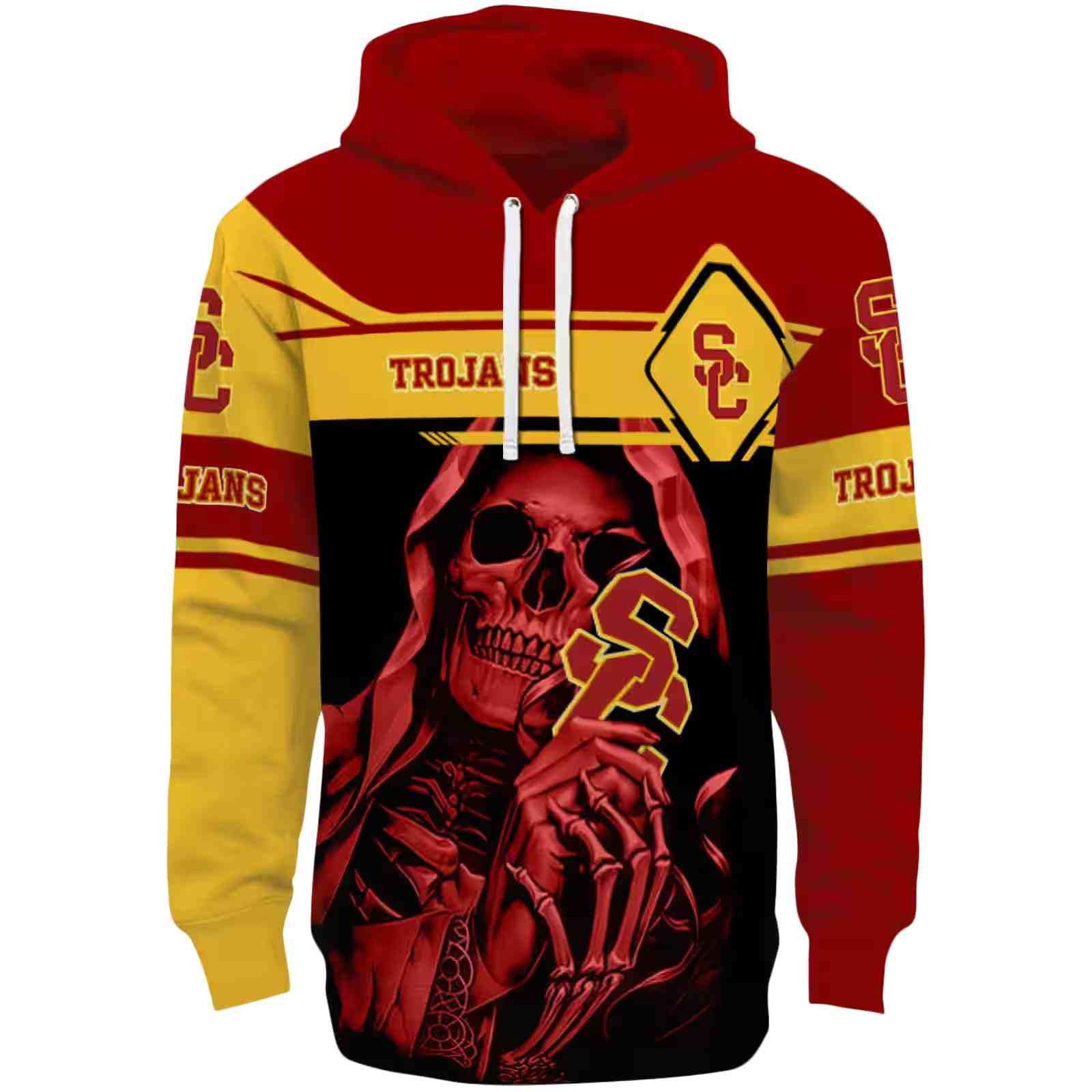 Custom USC Trojans Grim Reaper Red Black Hoodie