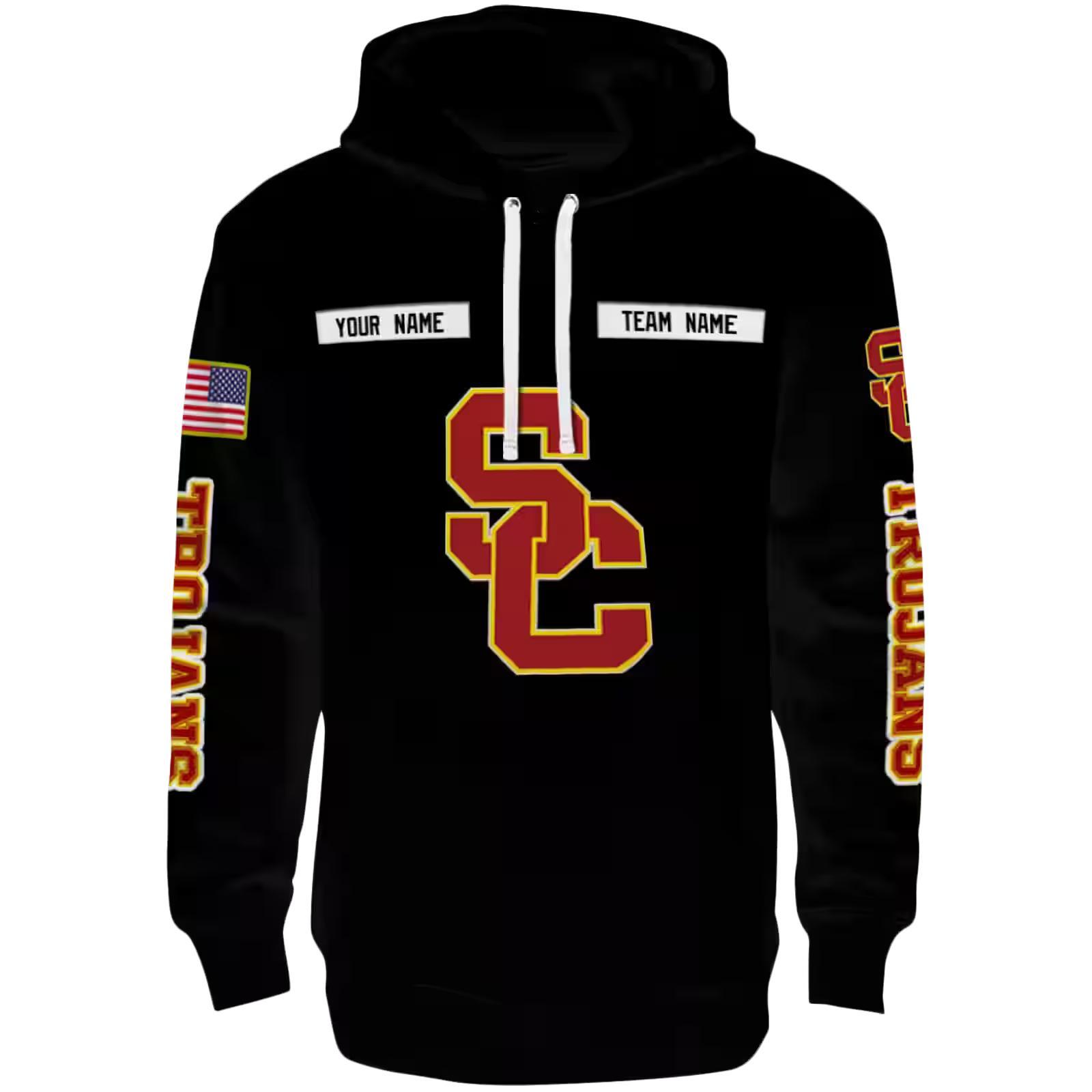 Custom USC Trojans Punisher Skull Black Hoodie