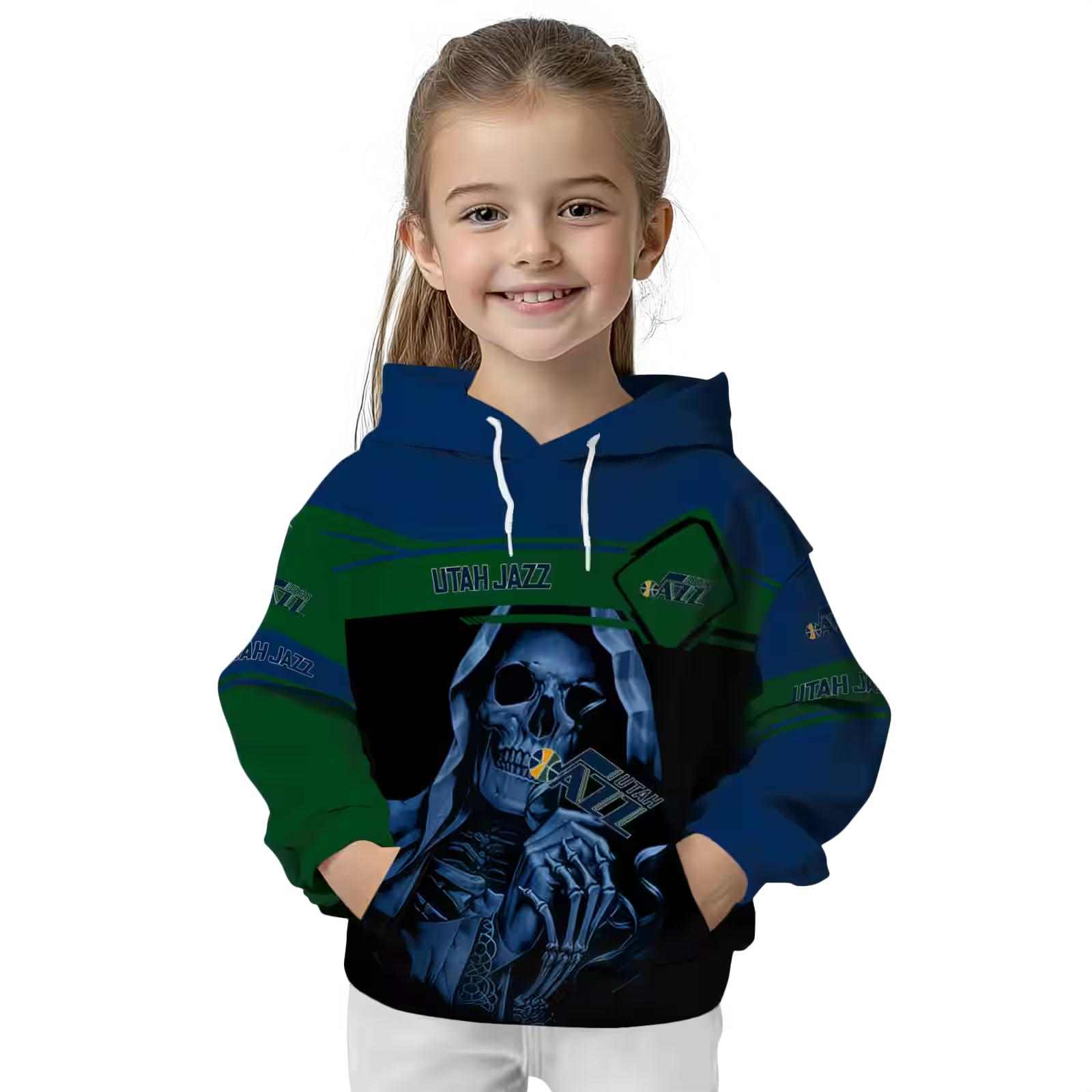 custom utah jazz grim reaper navy black hoodie top rated