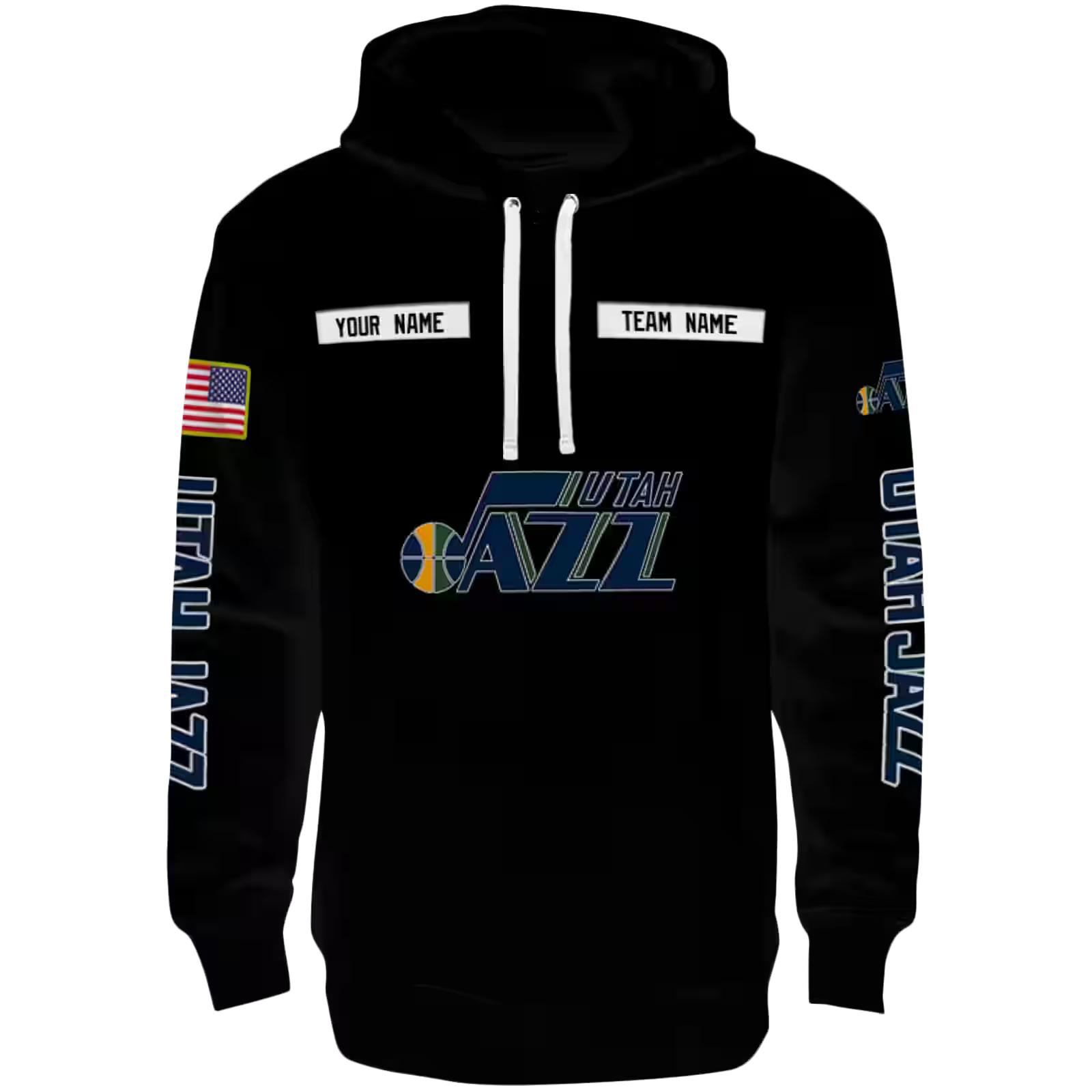 Custom Utah Jazz Punisher Skull Black Hoodie