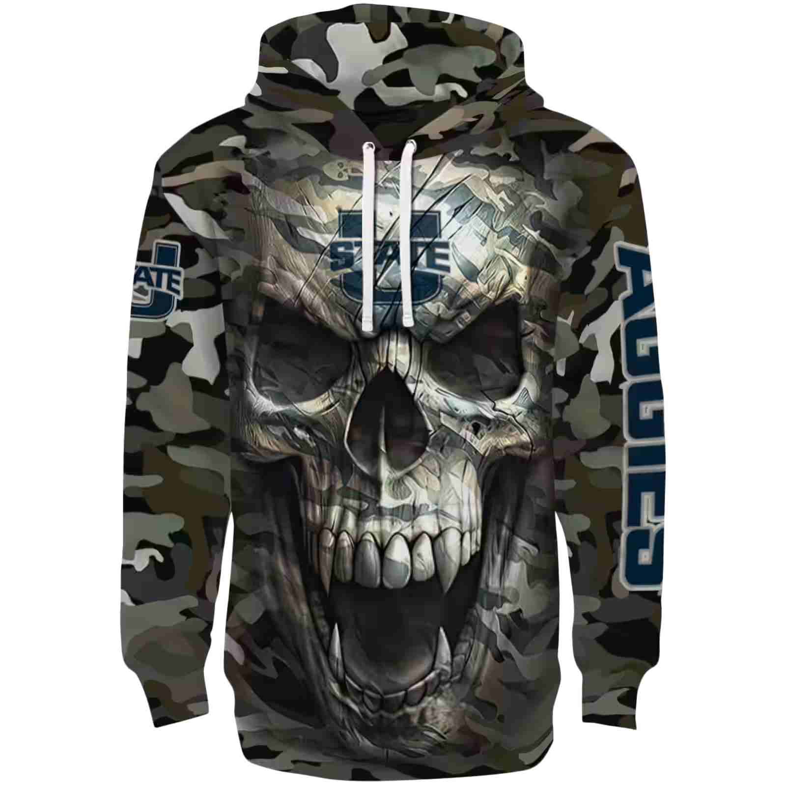 Custom Utah State Aggies Camo Skull Hoodie