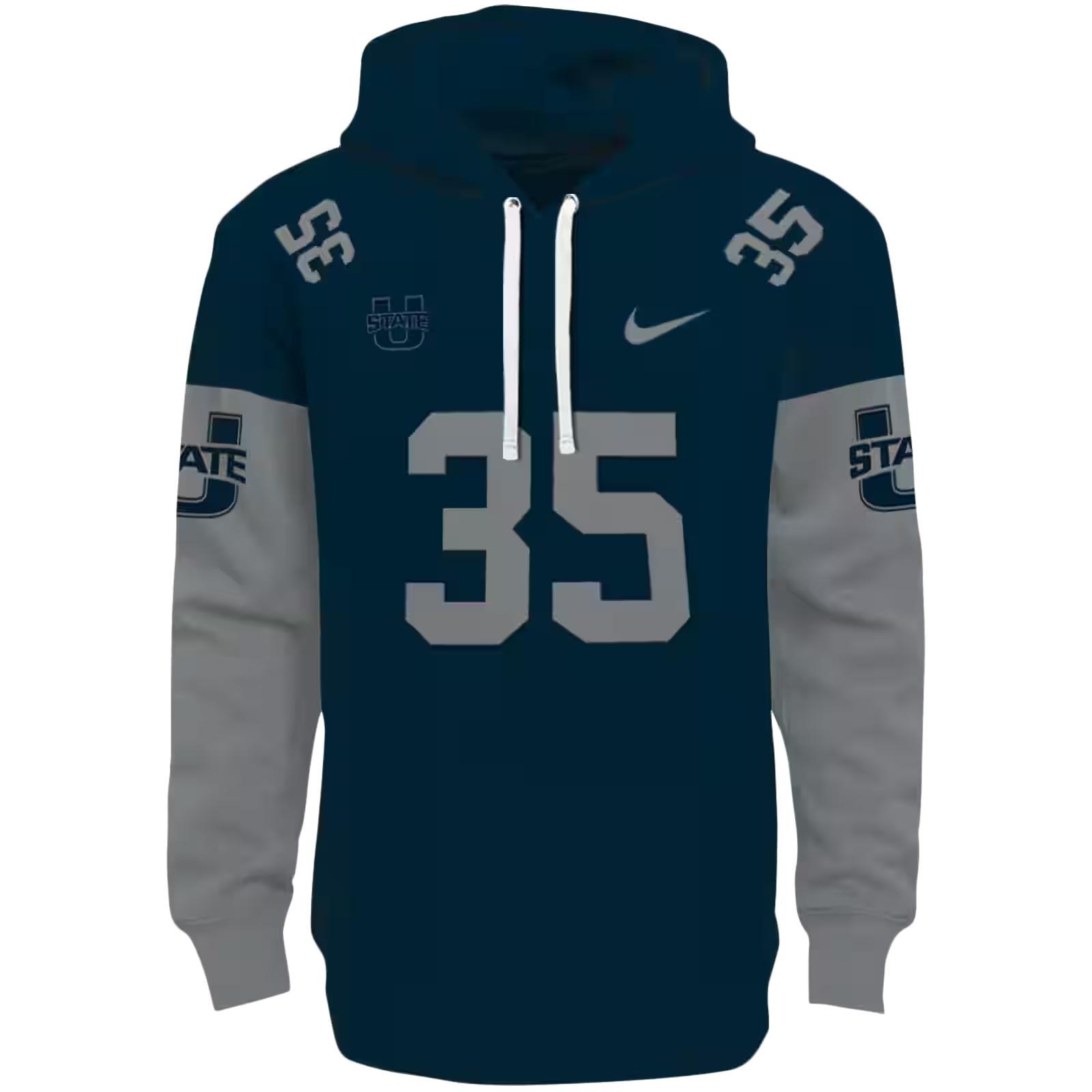 Custom Utah State Aggies Minimal Design Navy Hoodie