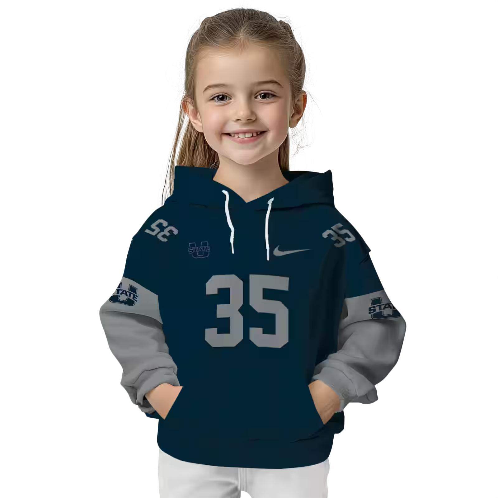 custom utah state aggies minimal design navy hoodie top rated