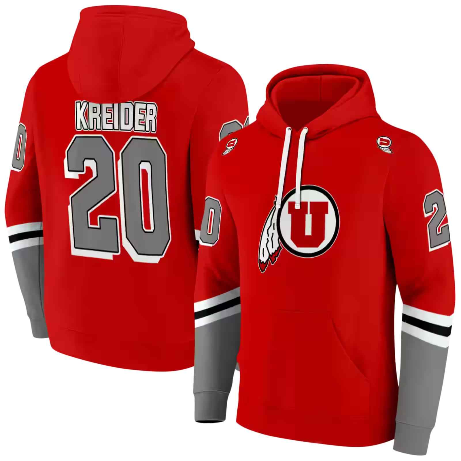 custom utah utes striped sleeves red hoodie fashion forward