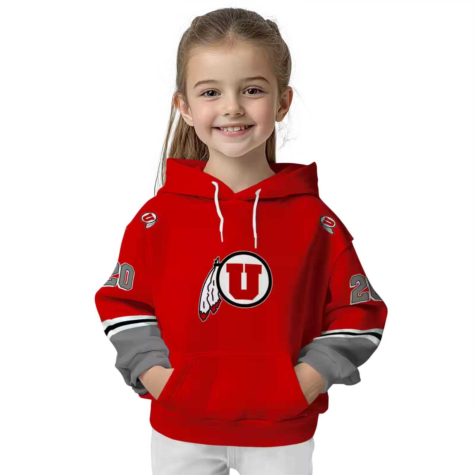 custom utah utes striped sleeves red hoodie top rated