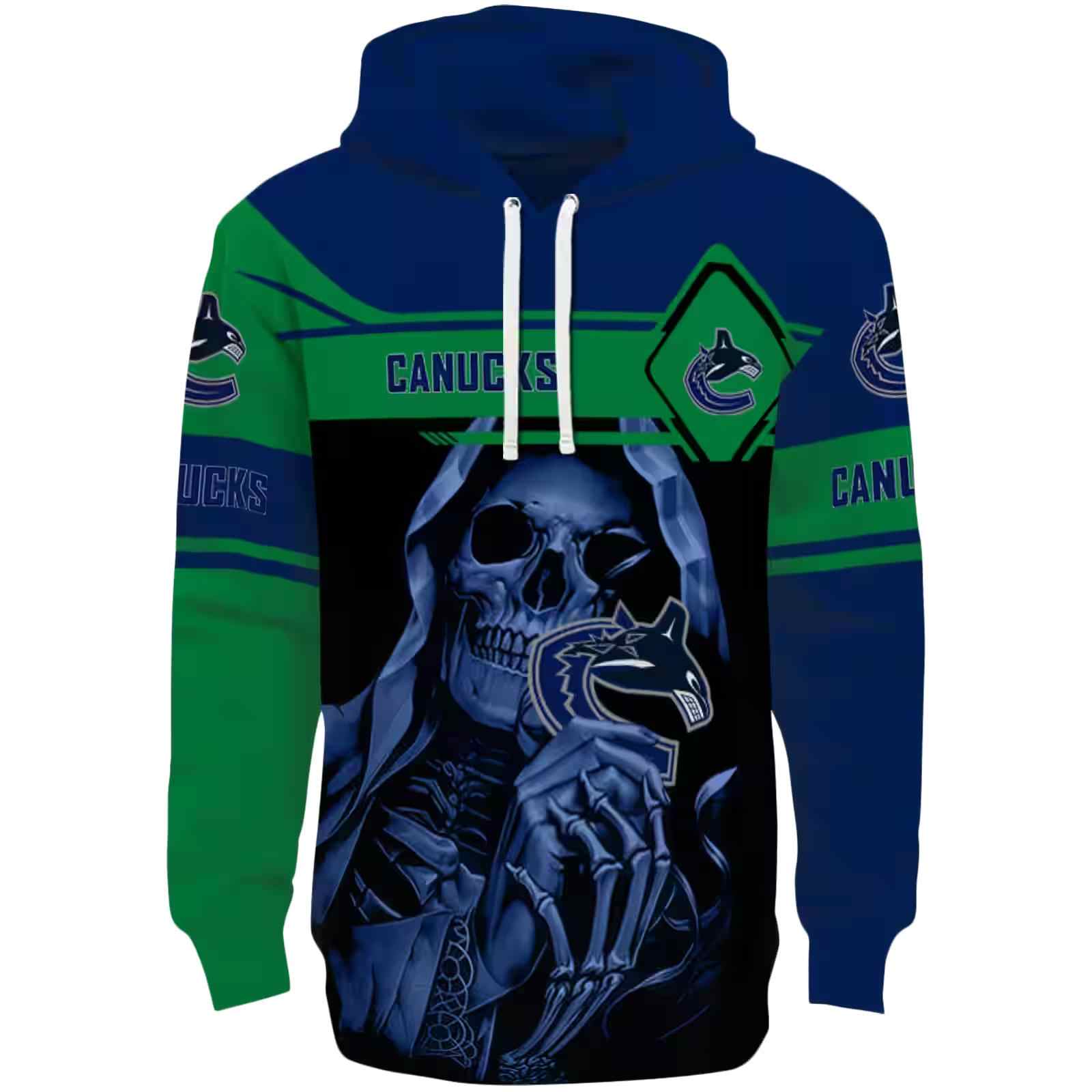 Custom Vancouver Canucks Grim Reaper Blue Black Hoodie