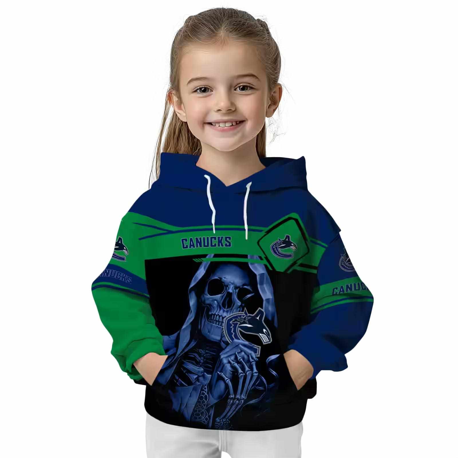 custom vancouver canucks grim reaper blue black hoodie top rated