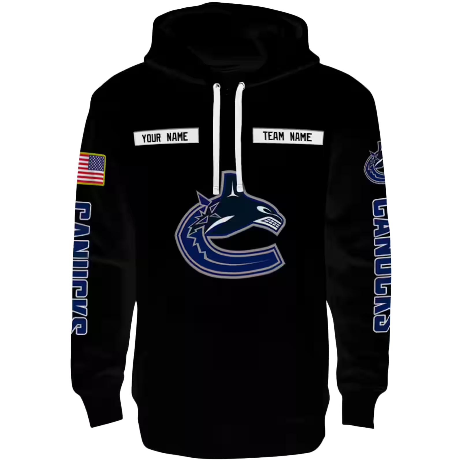 Custom Vancouver Canucks Punisher Skull Black Hoodie