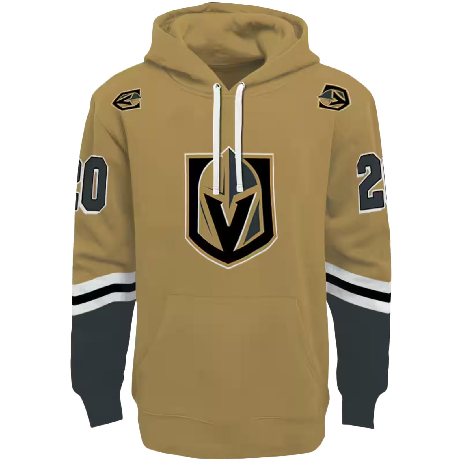 Custom Vegas Golden Knights Striped Sleeves Tan Hoodie