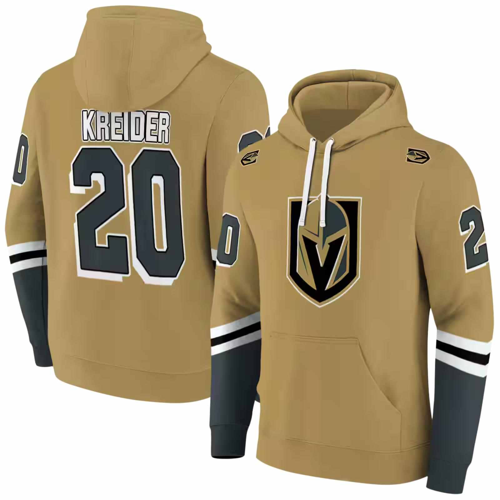 custom vegas golden knights striped sleeves tan hoodie fashion forward