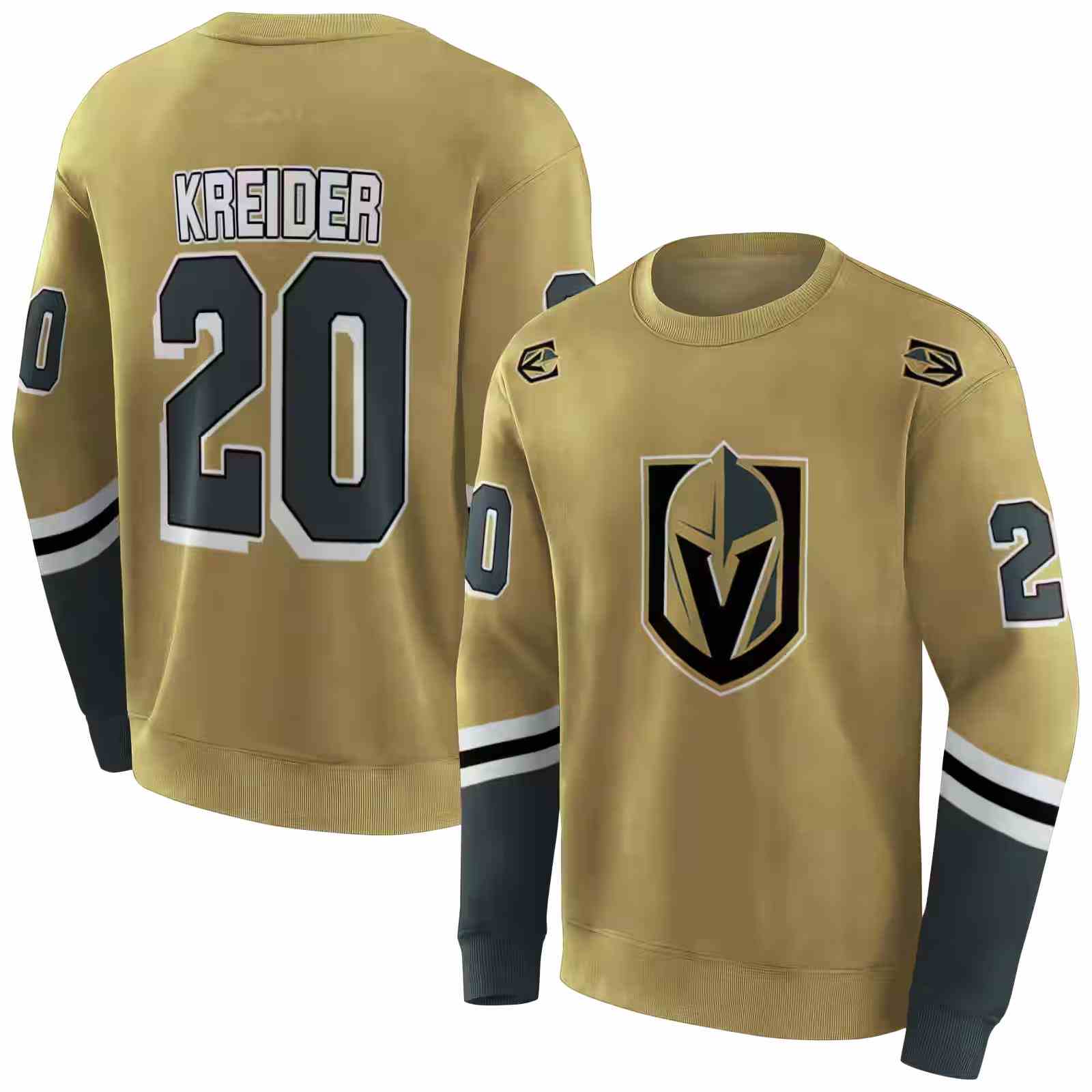 custom vegas golden knights striped sleeves tan hoodie premium grade