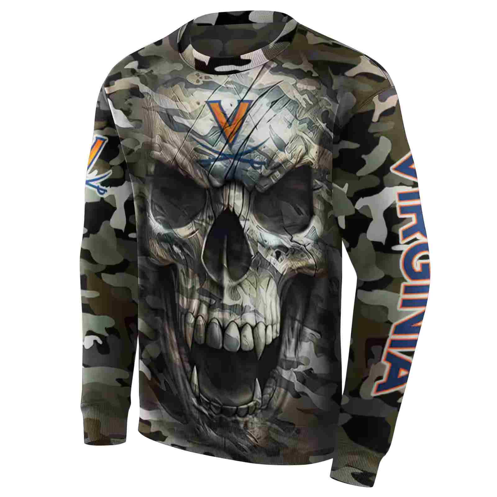 custom virginia cavaliers camo skull hoodie new arrival