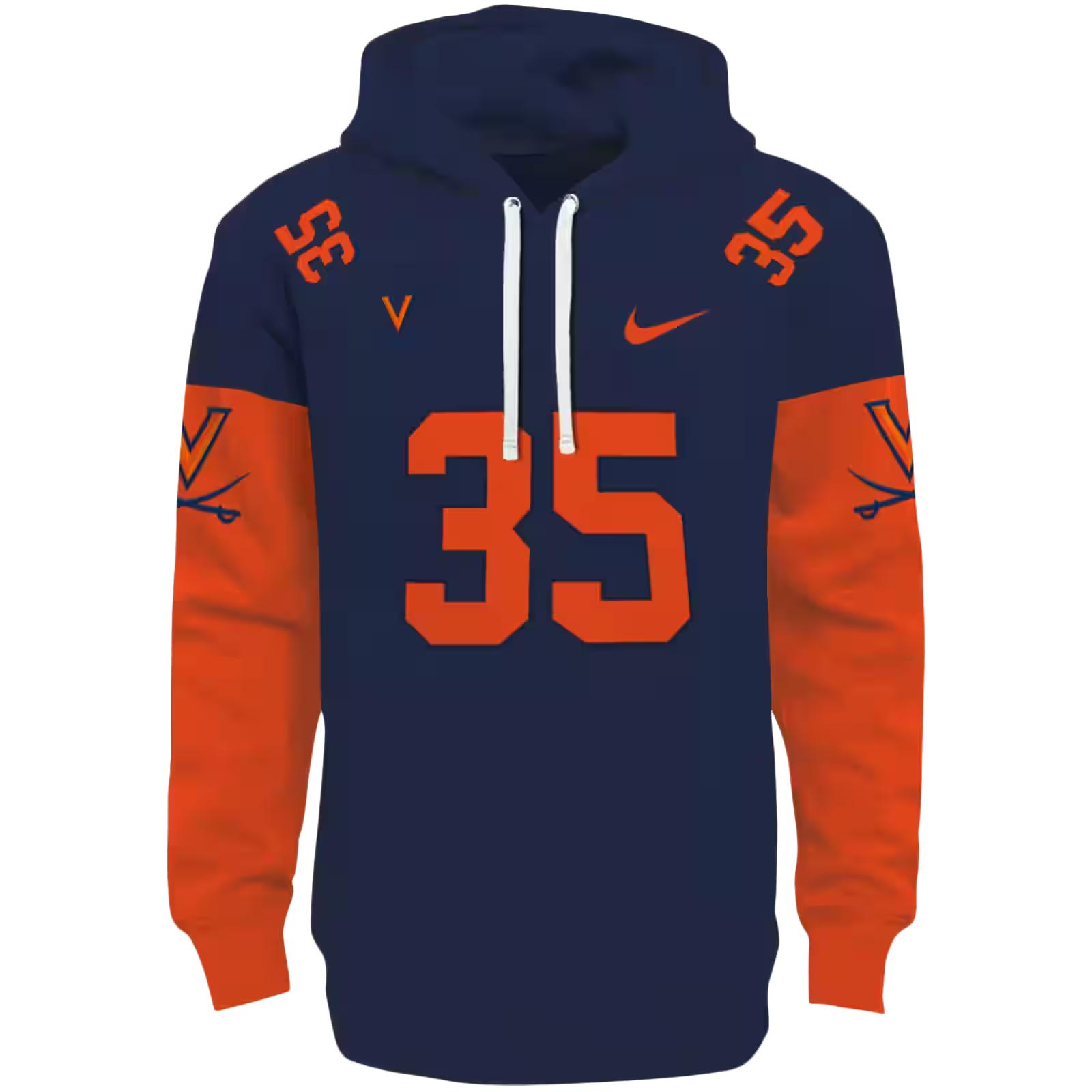 Custom Virginia Cavaliers Minimal Design Blue Hoodie