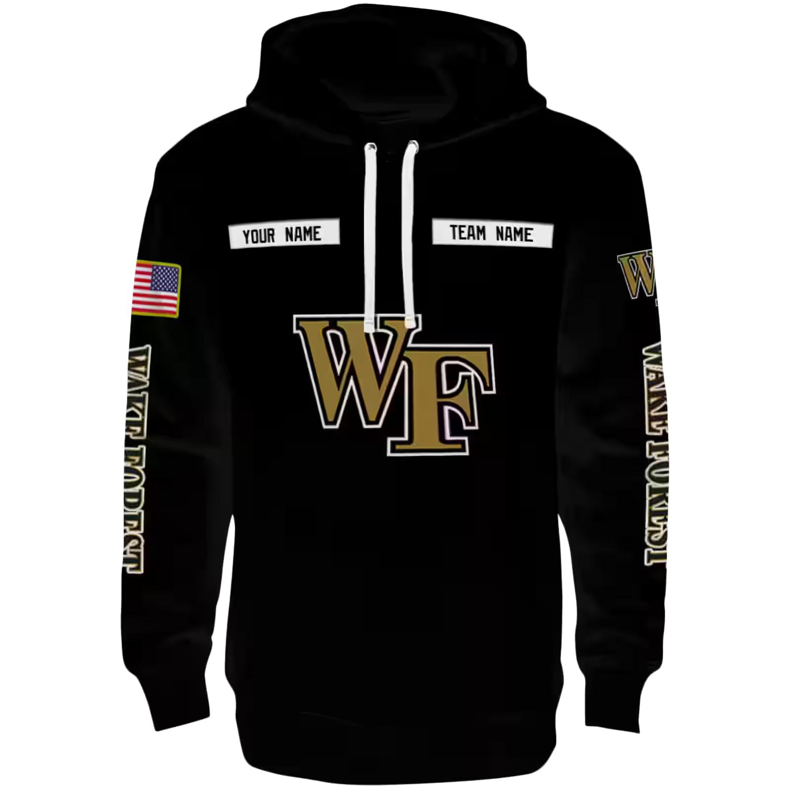 Custom Wake Forest Demon Deacons Punisher Skull Black Hoodie