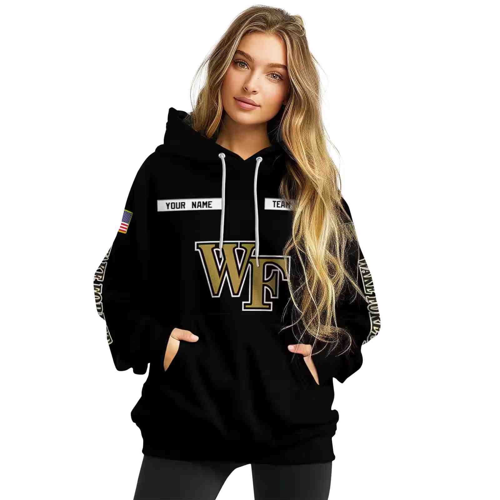 custom wake forest demon deacons punisher skull black hoodie high quality