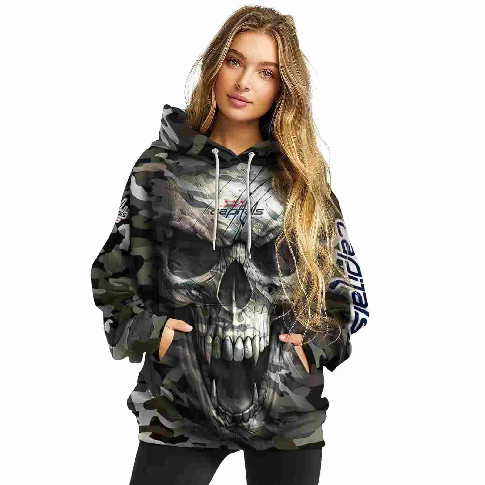 custom washington capitals camo skull hoodie high quality