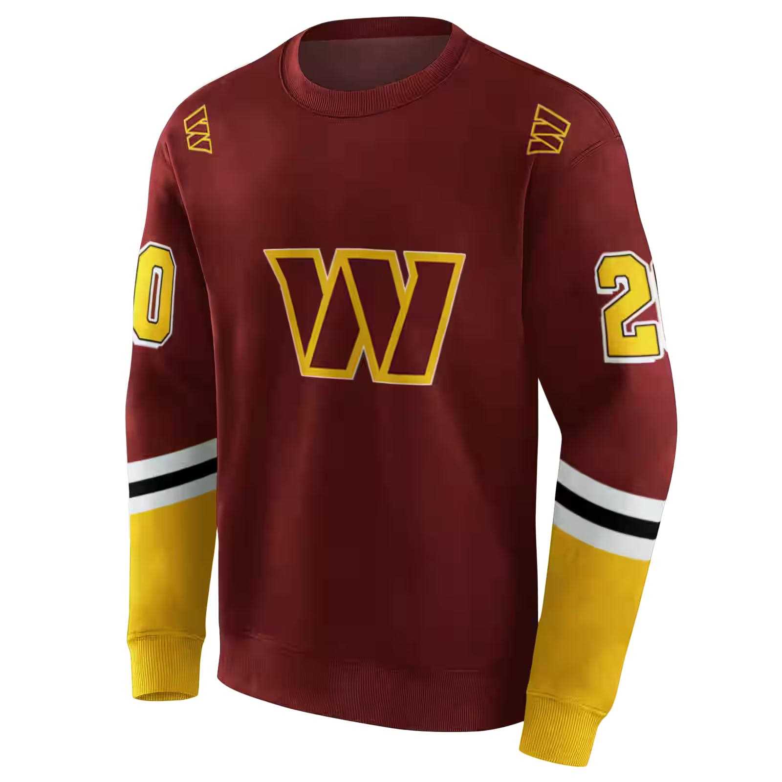 custom washington commanders striped sleeves burgundy hoodie new arrival