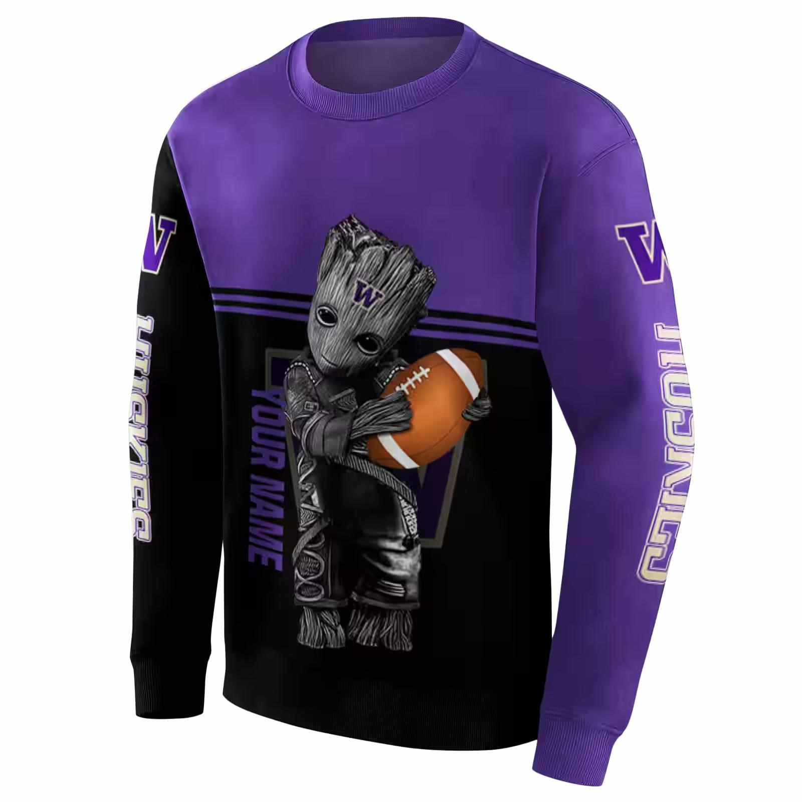 custom washington huskies baby groot purple black hoodie new arrival