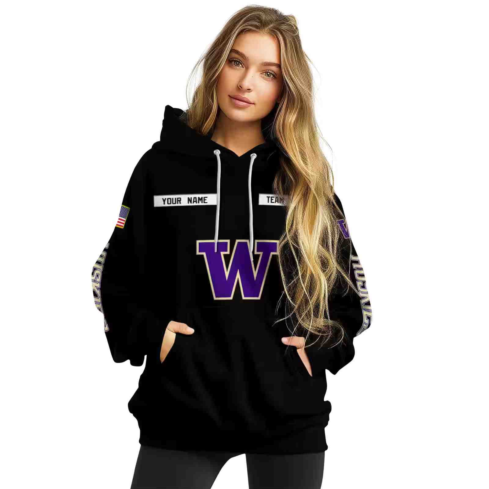 custom washington huskies punisher skull black hoodie high quality