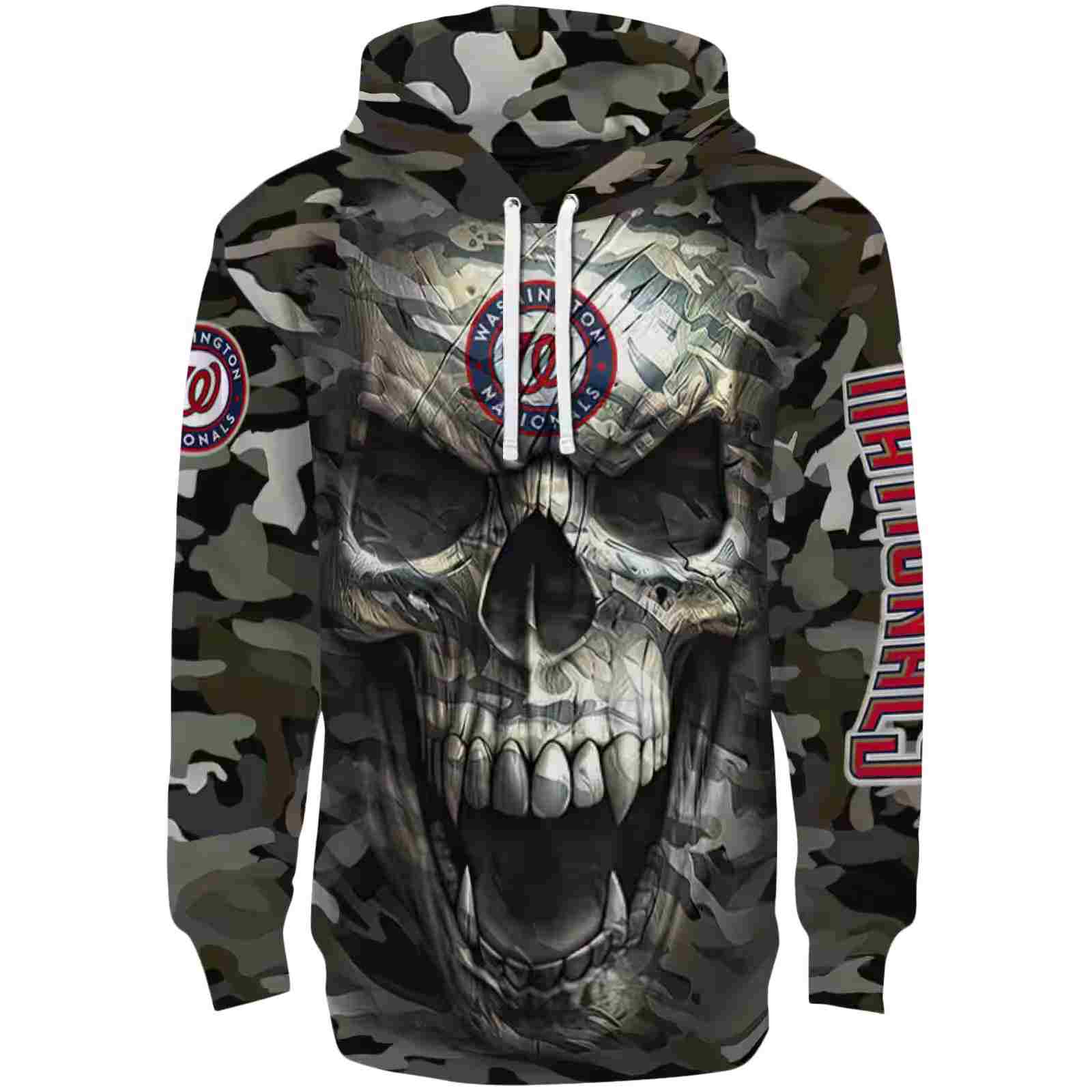 Custom Washington Nationals Camo Skull Hoodie