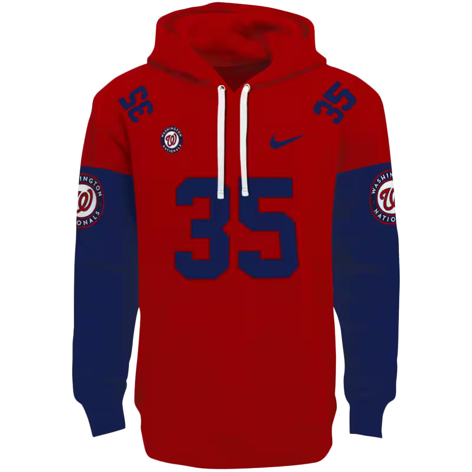 Custom Washington Nationals Minimal Design Red Hoodie