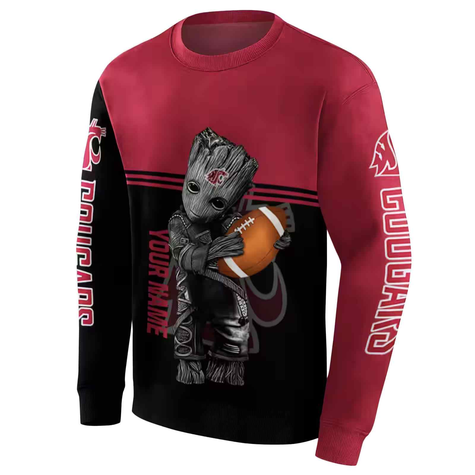 custom washington state cougars baby groot crimson black hoodie new arrival