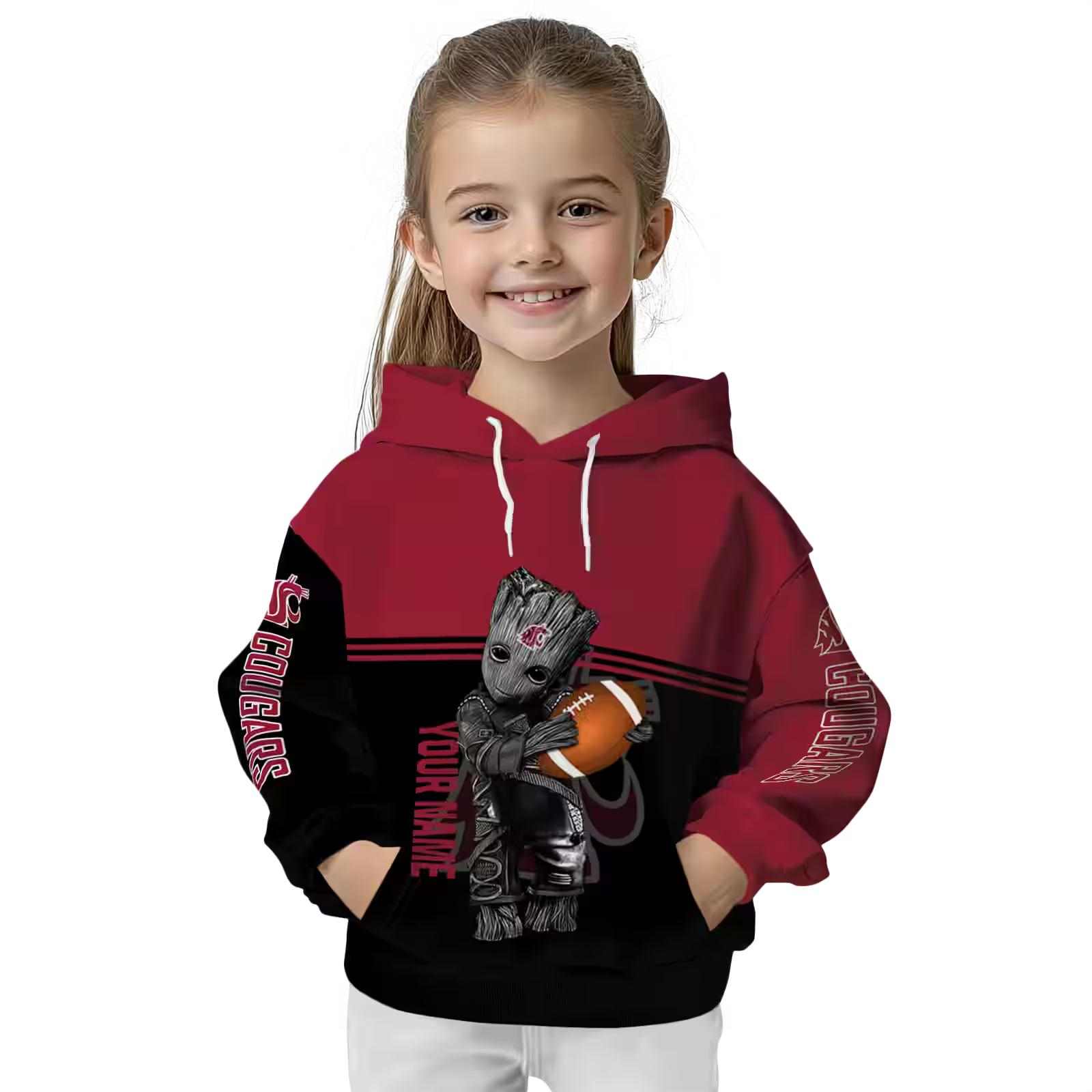 custom washington state cougars baby groot crimson black hoodie top rated