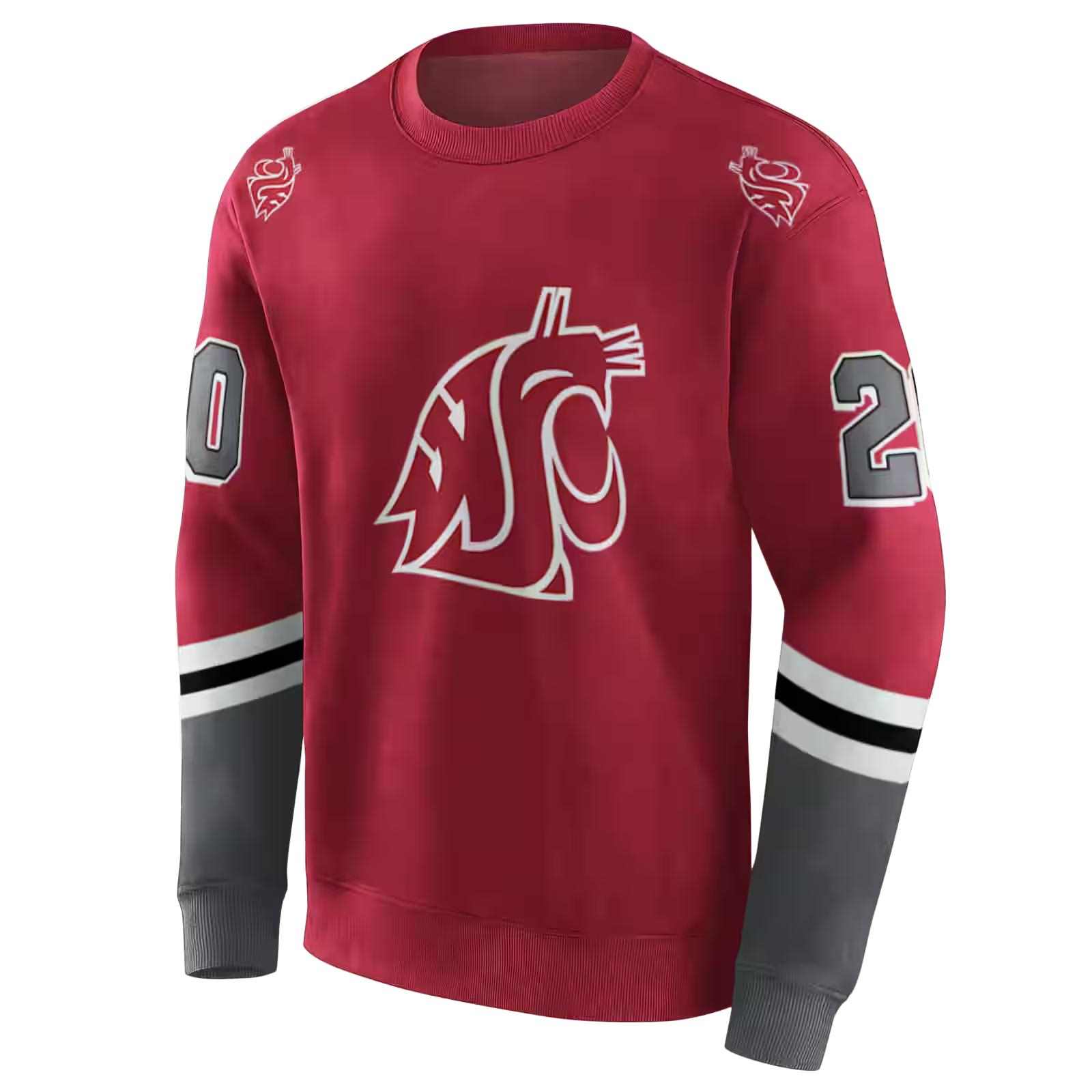 custom washington state cougars striped sleeves crimson hoodie new arrival