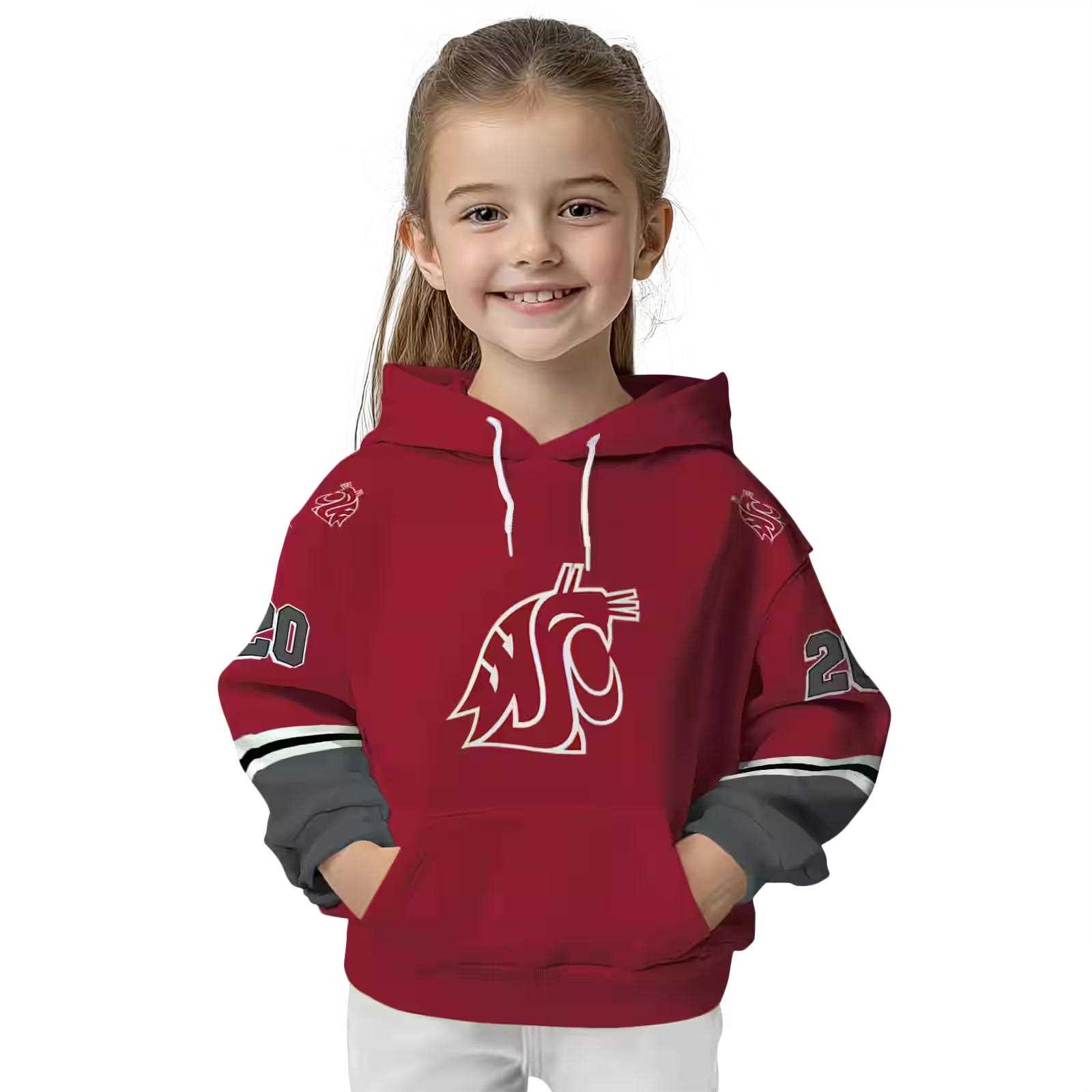 custom washington state cougars striped sleeves crimson hoodie top rated