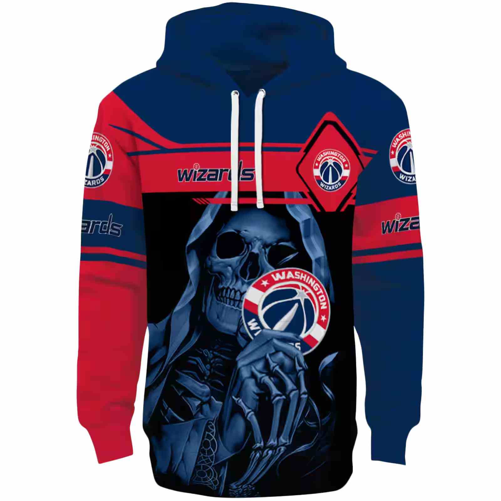 Custom Washington Wizards Grim Reaper Blue Black Hoodie