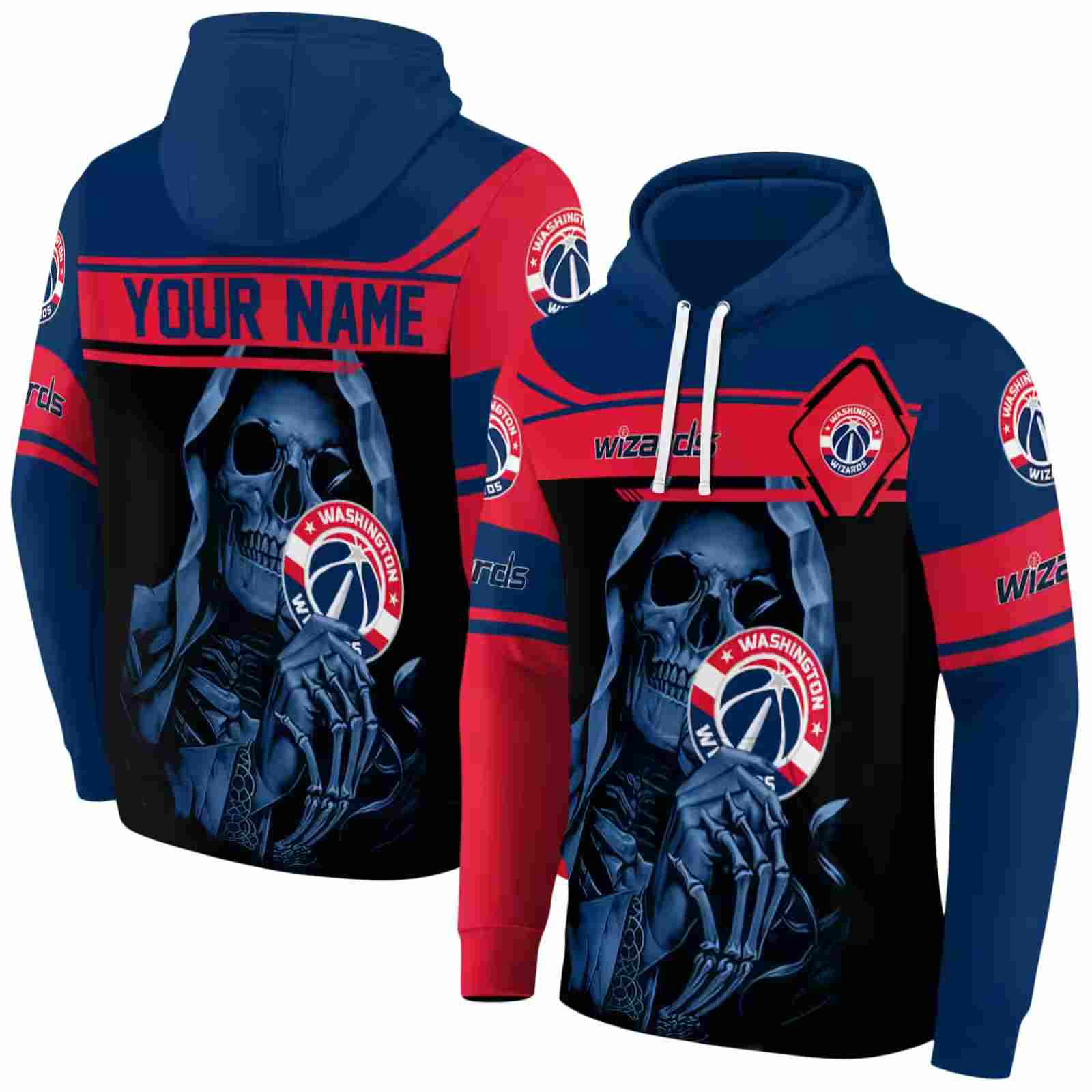 custom washington wizards grim reaper blue black hoodie fashion forward