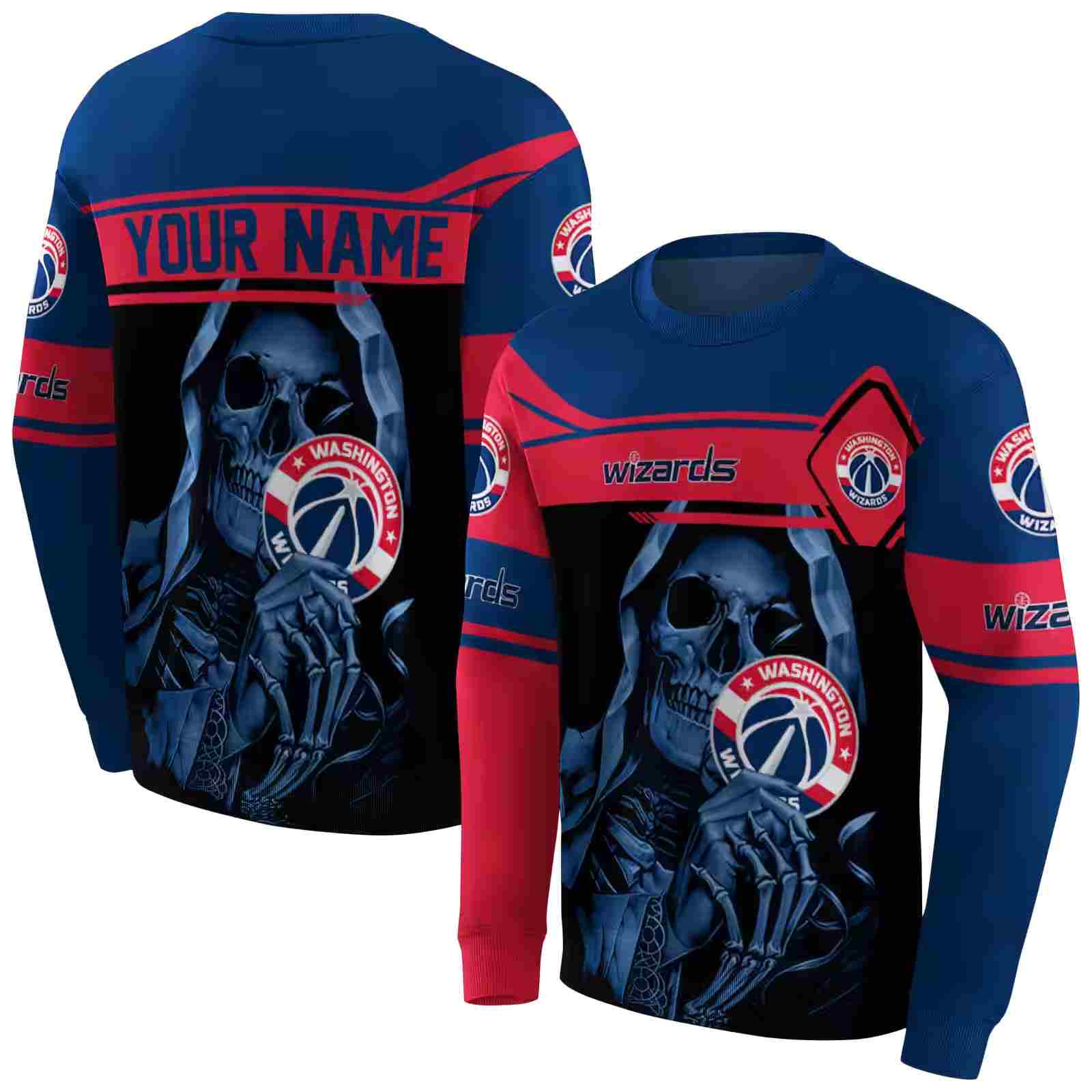 custom washington wizards grim reaper blue black hoodie premium grade