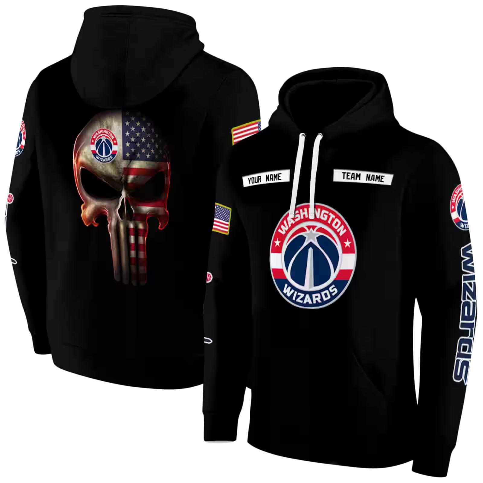 custom washington wizards punisher skull black hoodie fashion forward