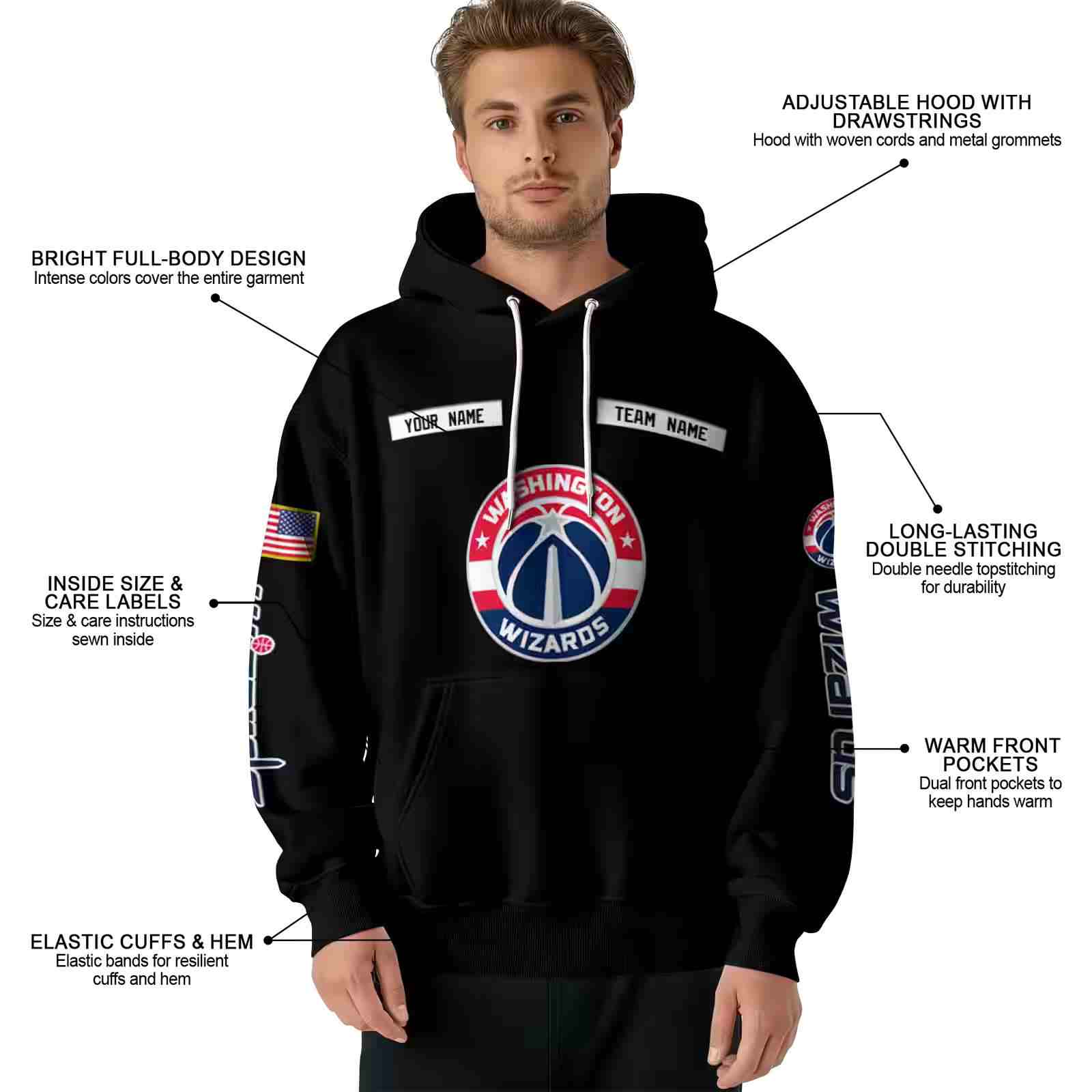 custom washington wizards punisher skull black hoodie latest model