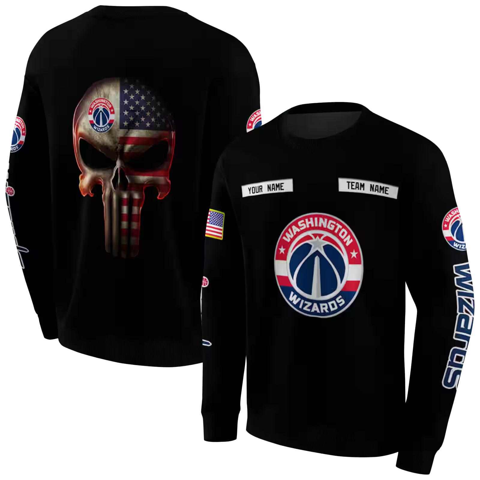 custom washington wizards punisher skull black hoodie premium grade