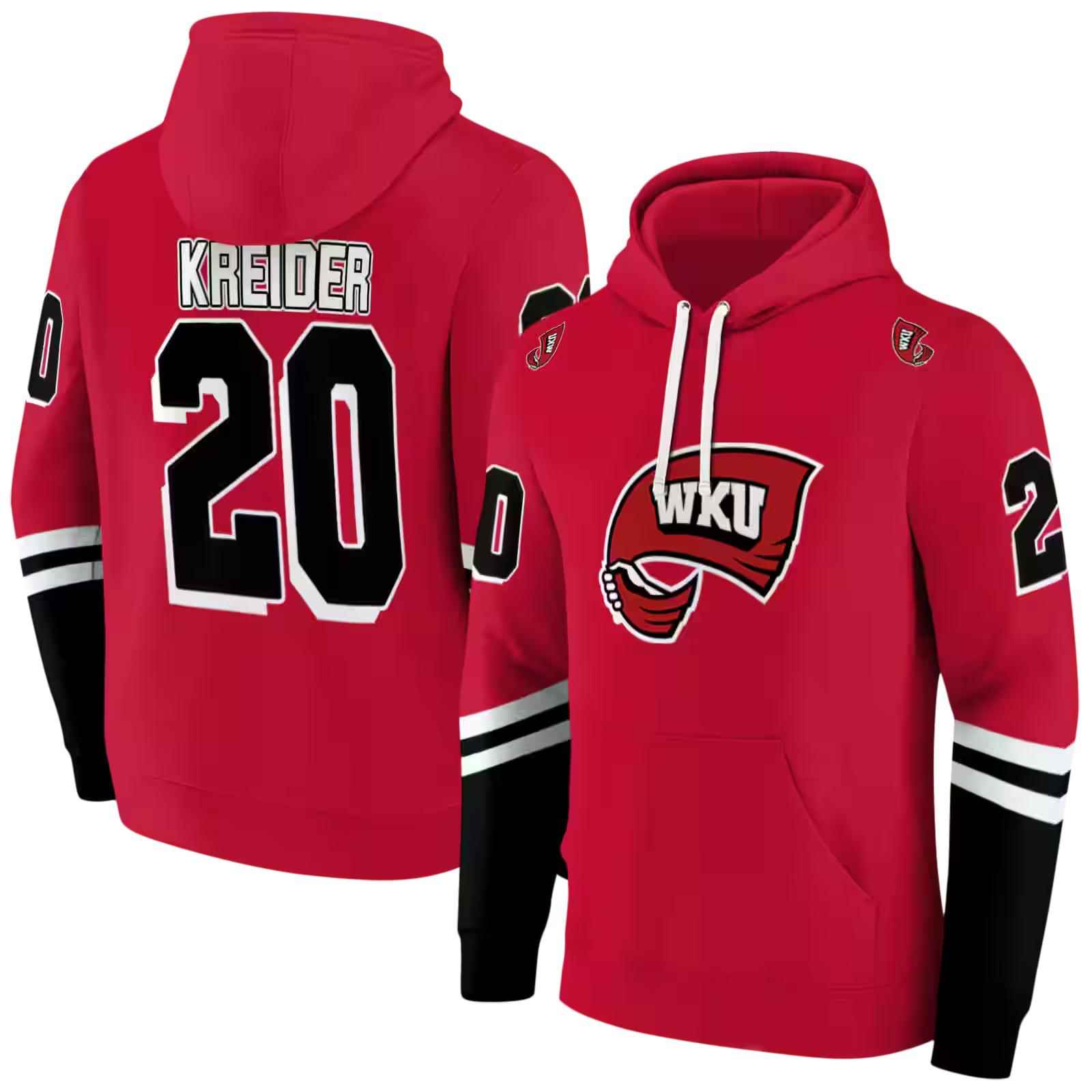 custom western kentucky hilltoppers striped sleeves red hoodie fashion forward