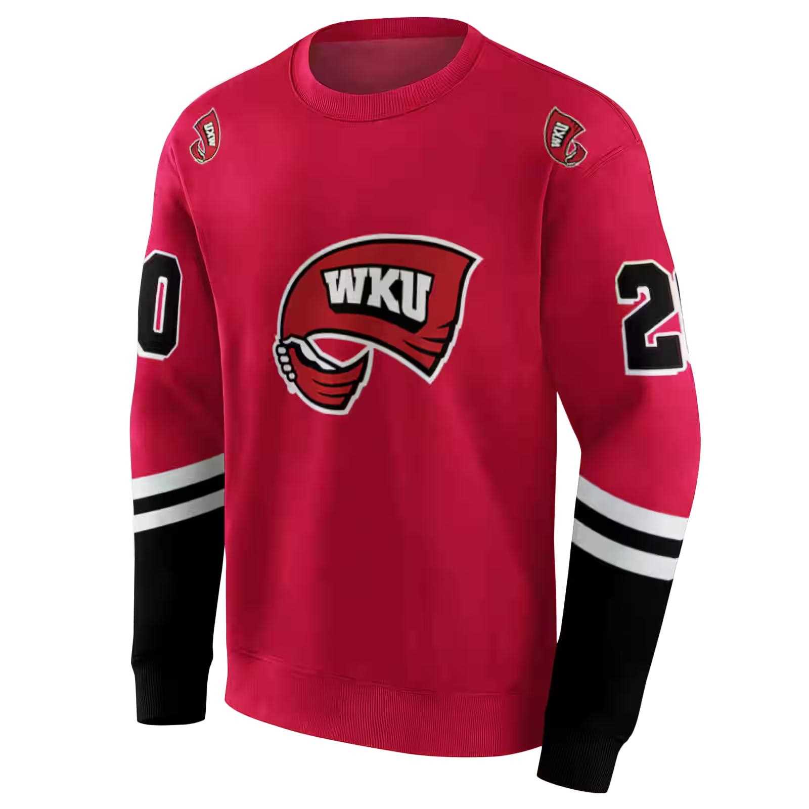 custom western kentucky hilltoppers striped sleeves red hoodie new arrival