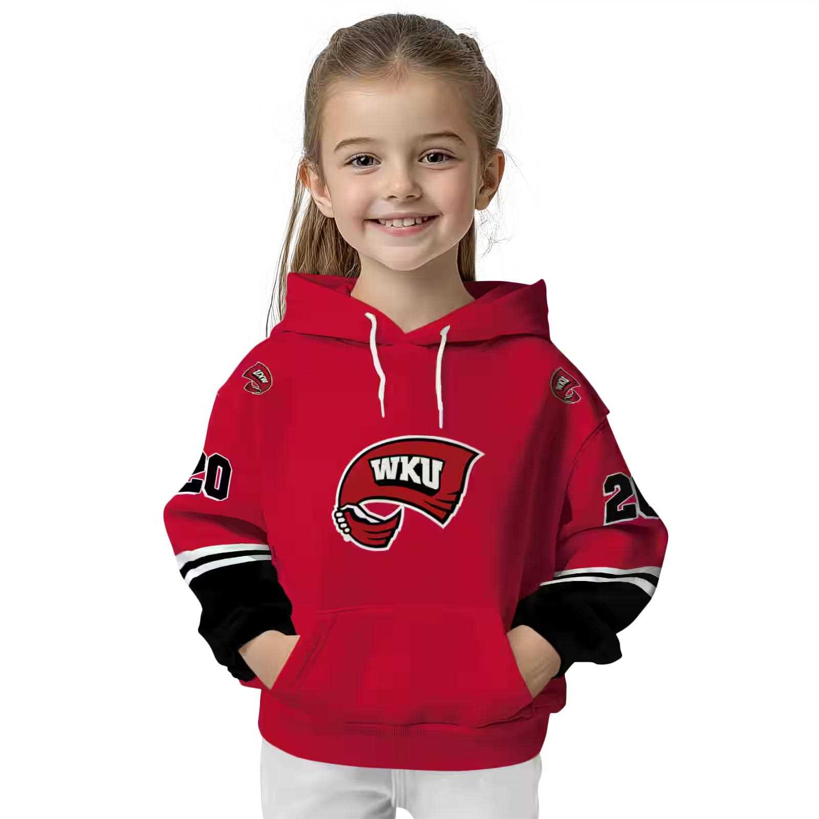 custom western kentucky hilltoppers striped sleeves red hoodie top rated