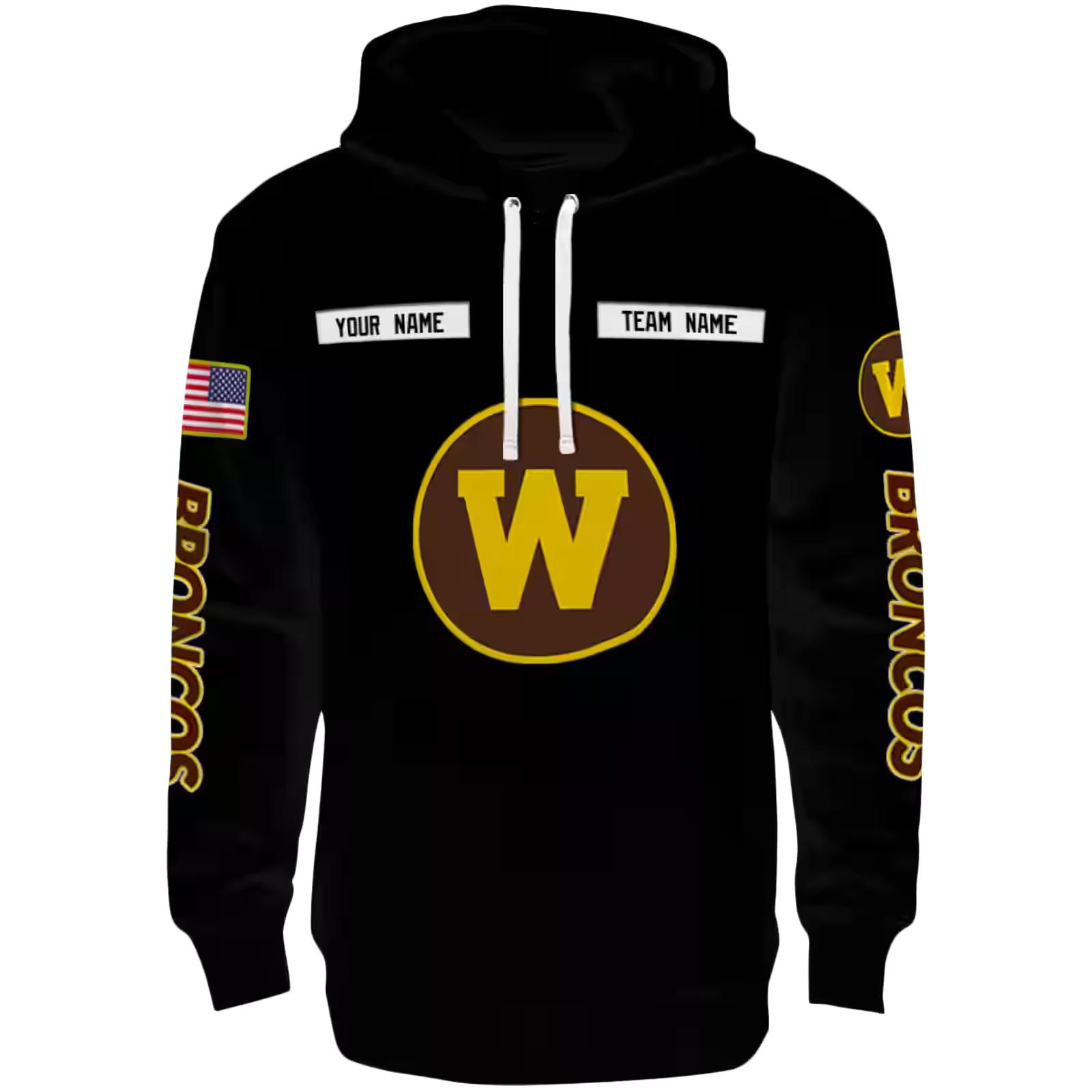 Custom Western Michigan Broncos Punisher Skull Black Hoodie