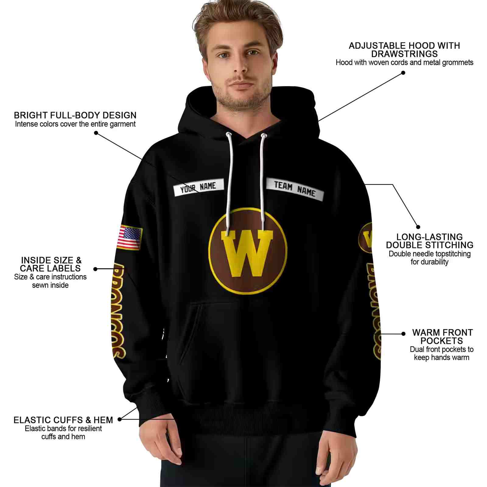 custom western michigan broncos punisher skull black hoodie latest model